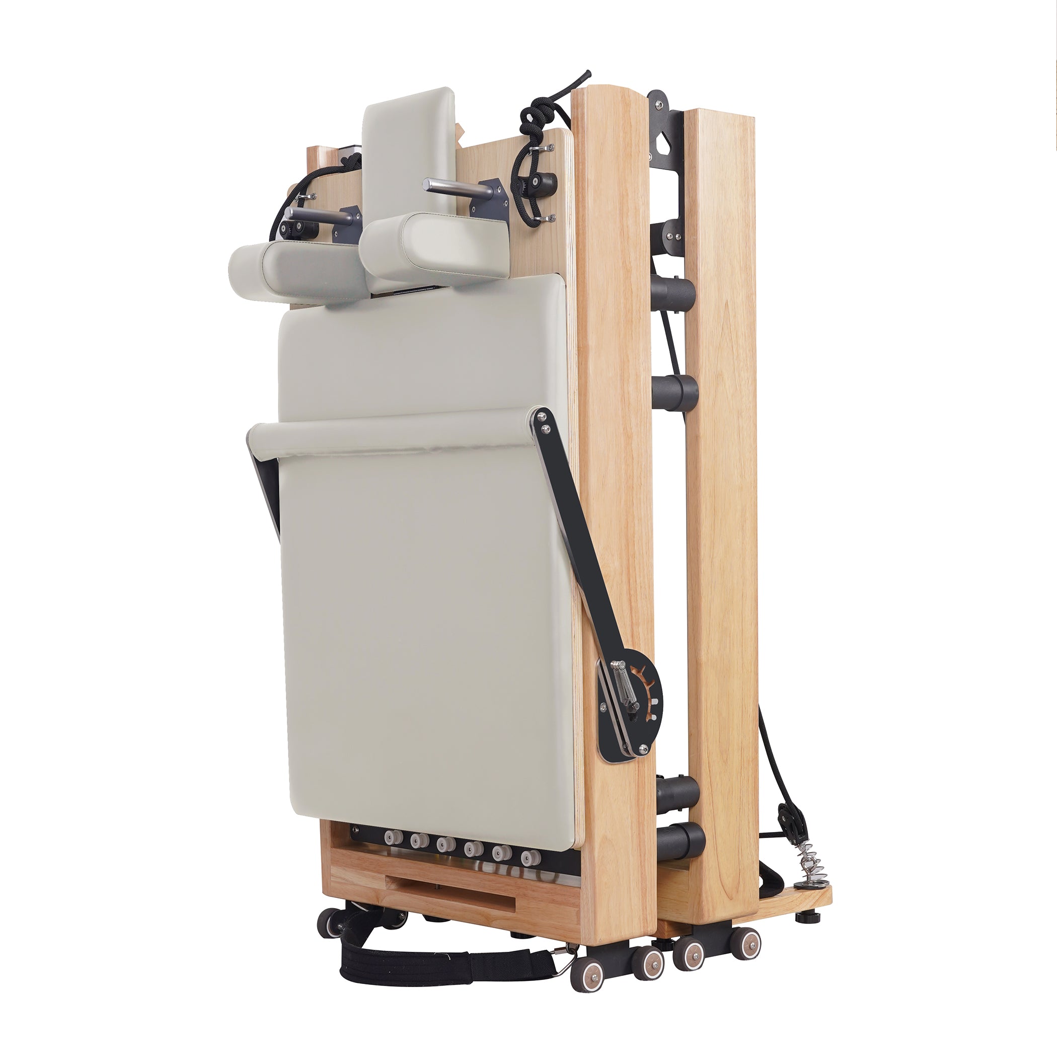 Oak Adjustable-Leg Foldable Pilates Reformer White