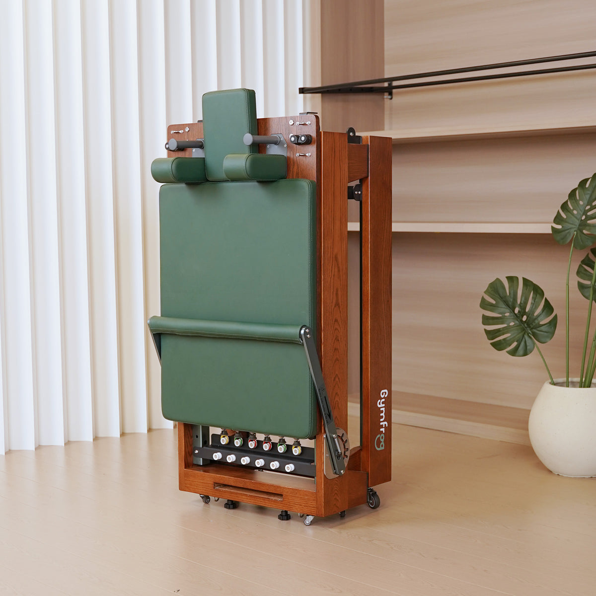 Gymfrog Premium Folding Walnut Pilates Reformer Green