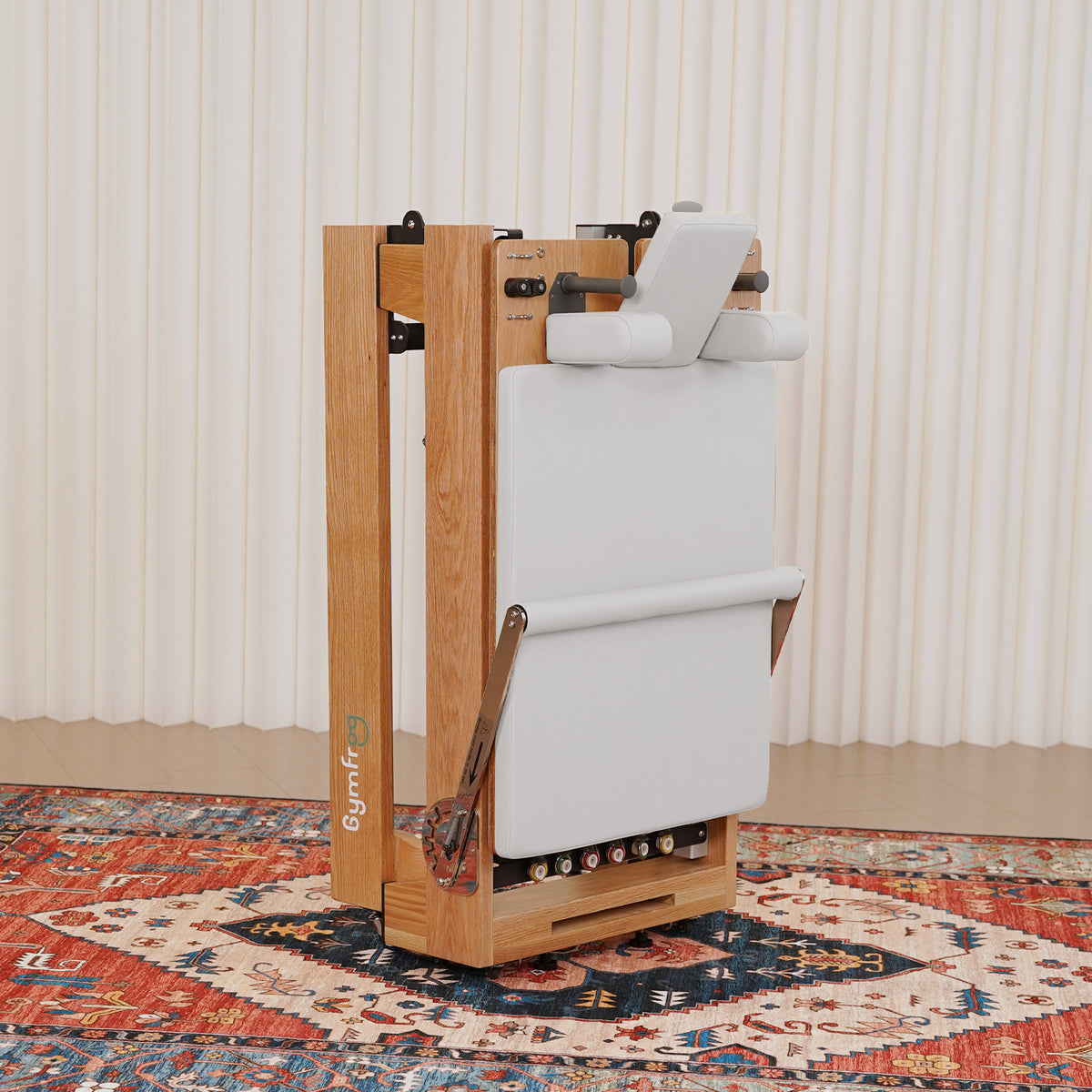 Gymfrog Premium Folding Wood Pilates Reformer Beige