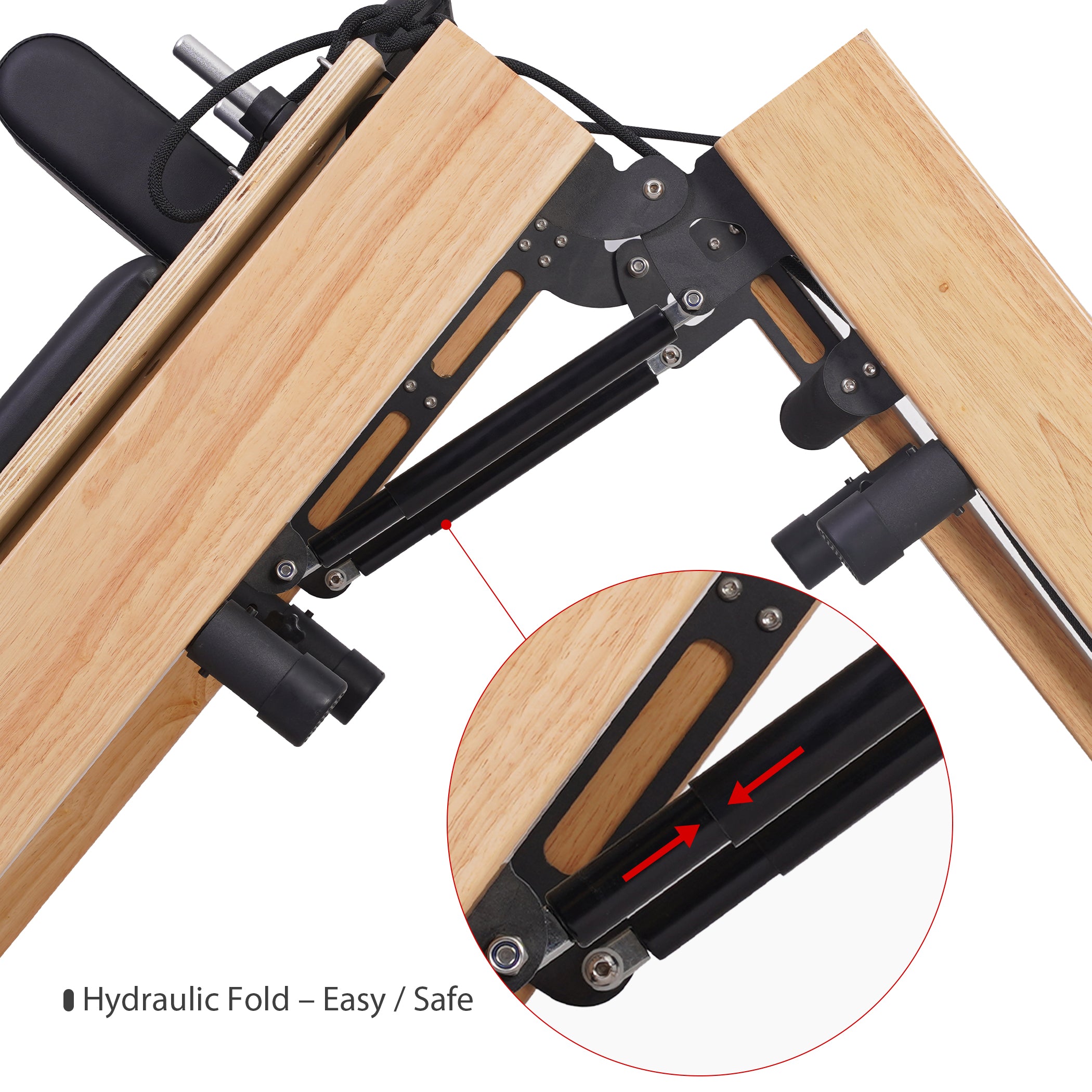 Oak Adjustable-Leg Foldable Pilates Reformer White