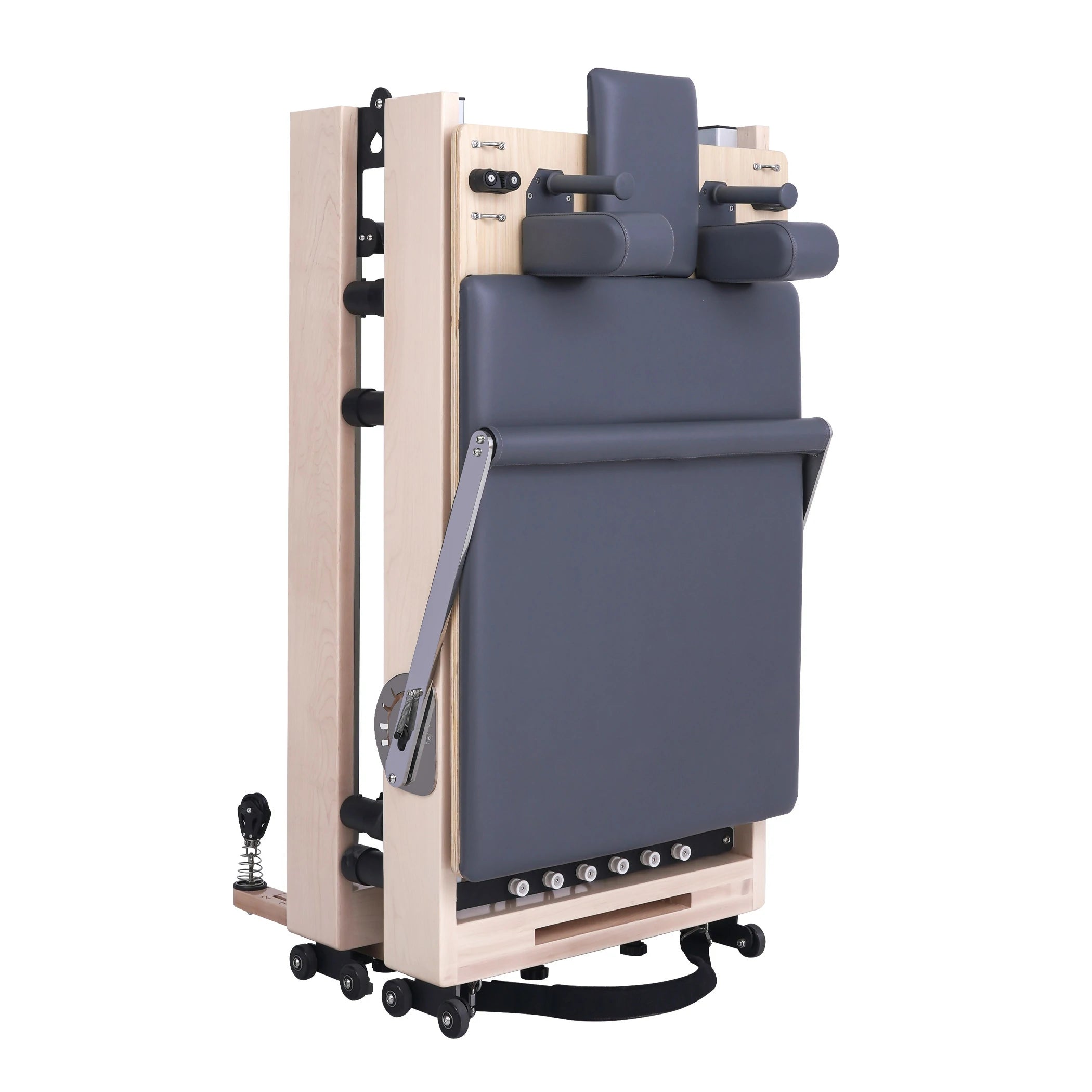 Maple Adjustable-Leg Foldable Pilates Reformer Gray