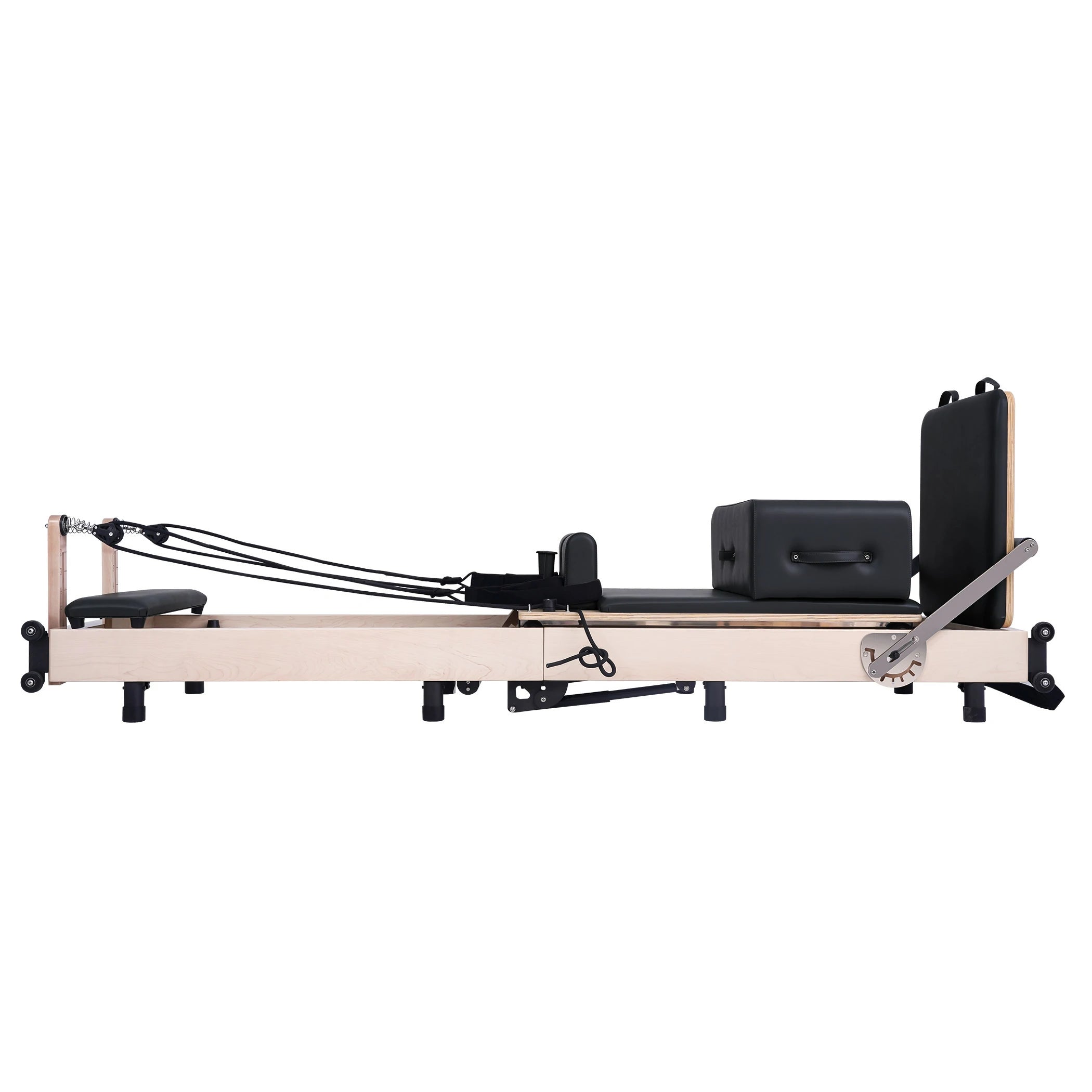 Maple Adjustable-Leg Foldable Pilates Reformer Black
