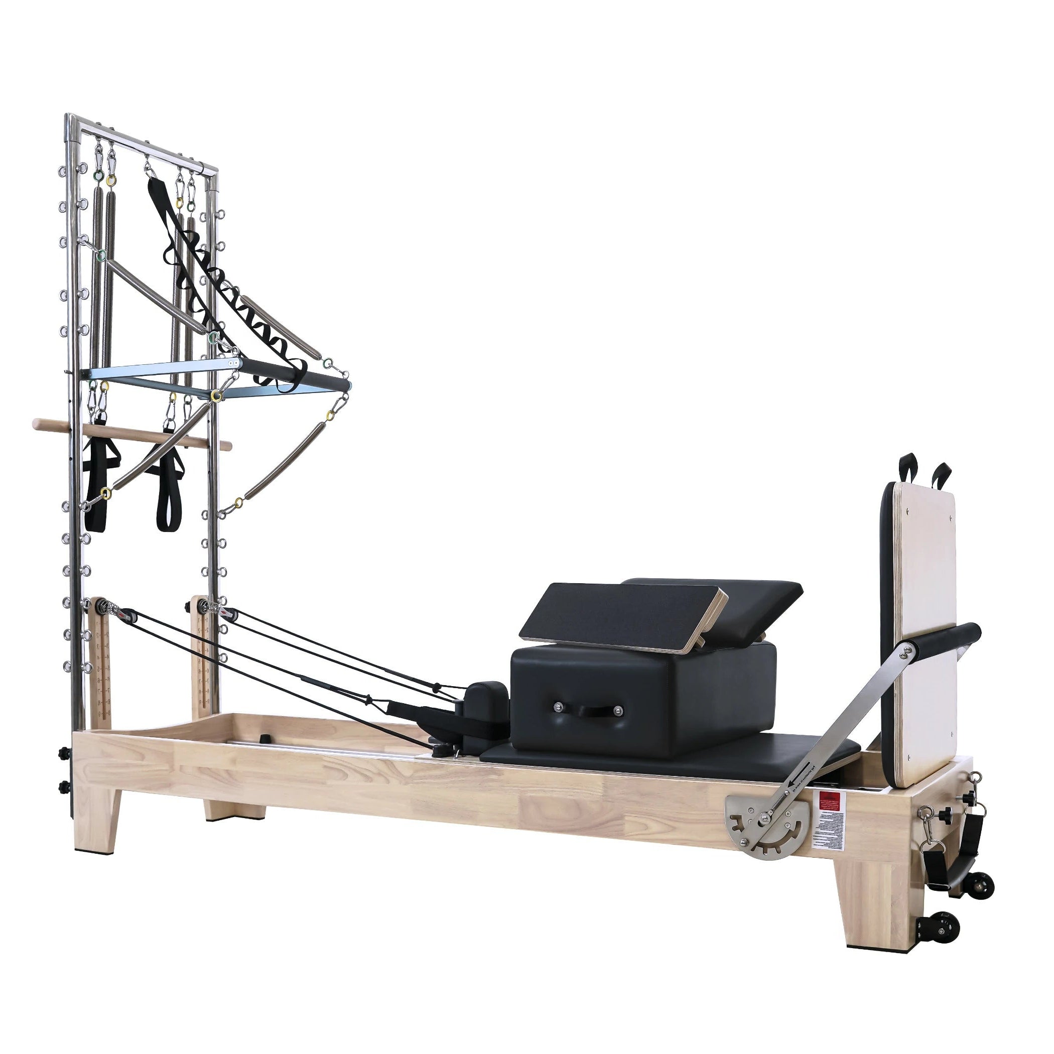 Oak Pilates Reformer with Tower Black