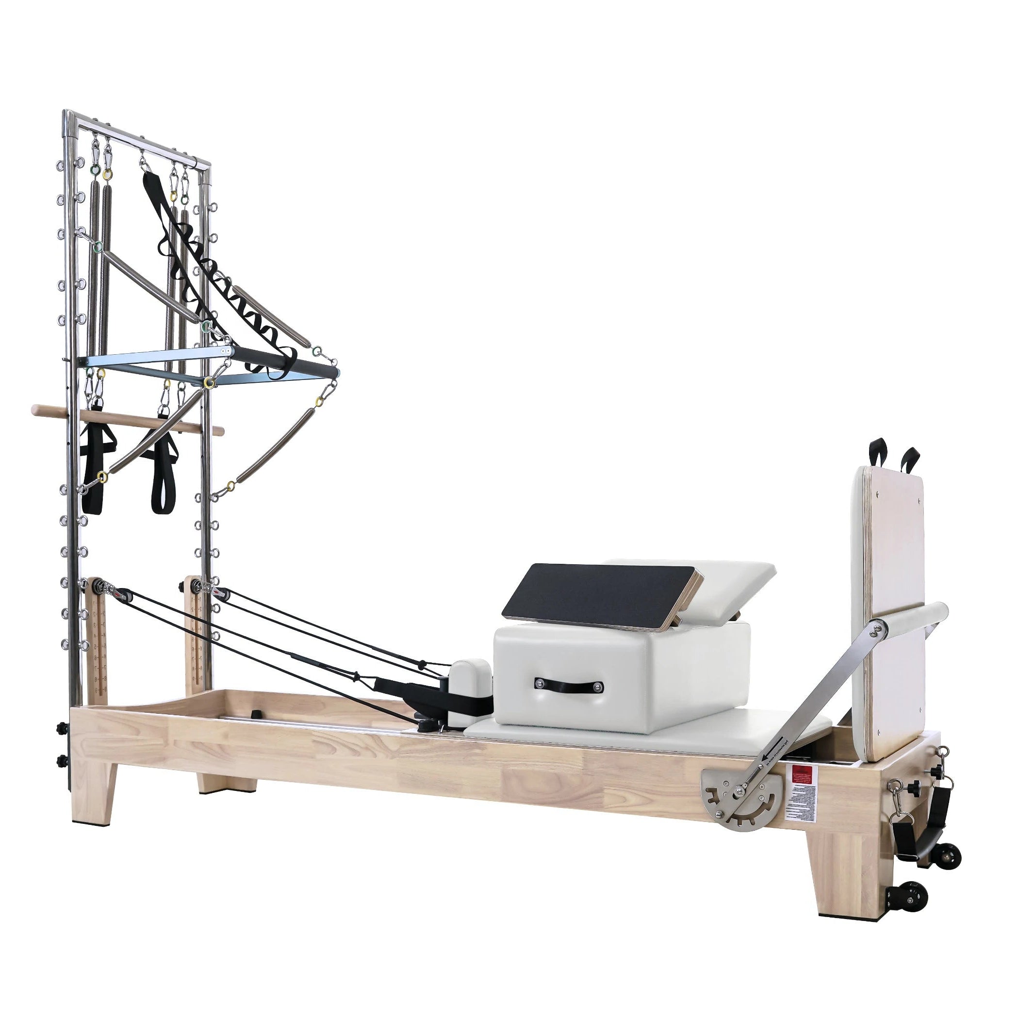 Oak Pilates Reformer with Tower White