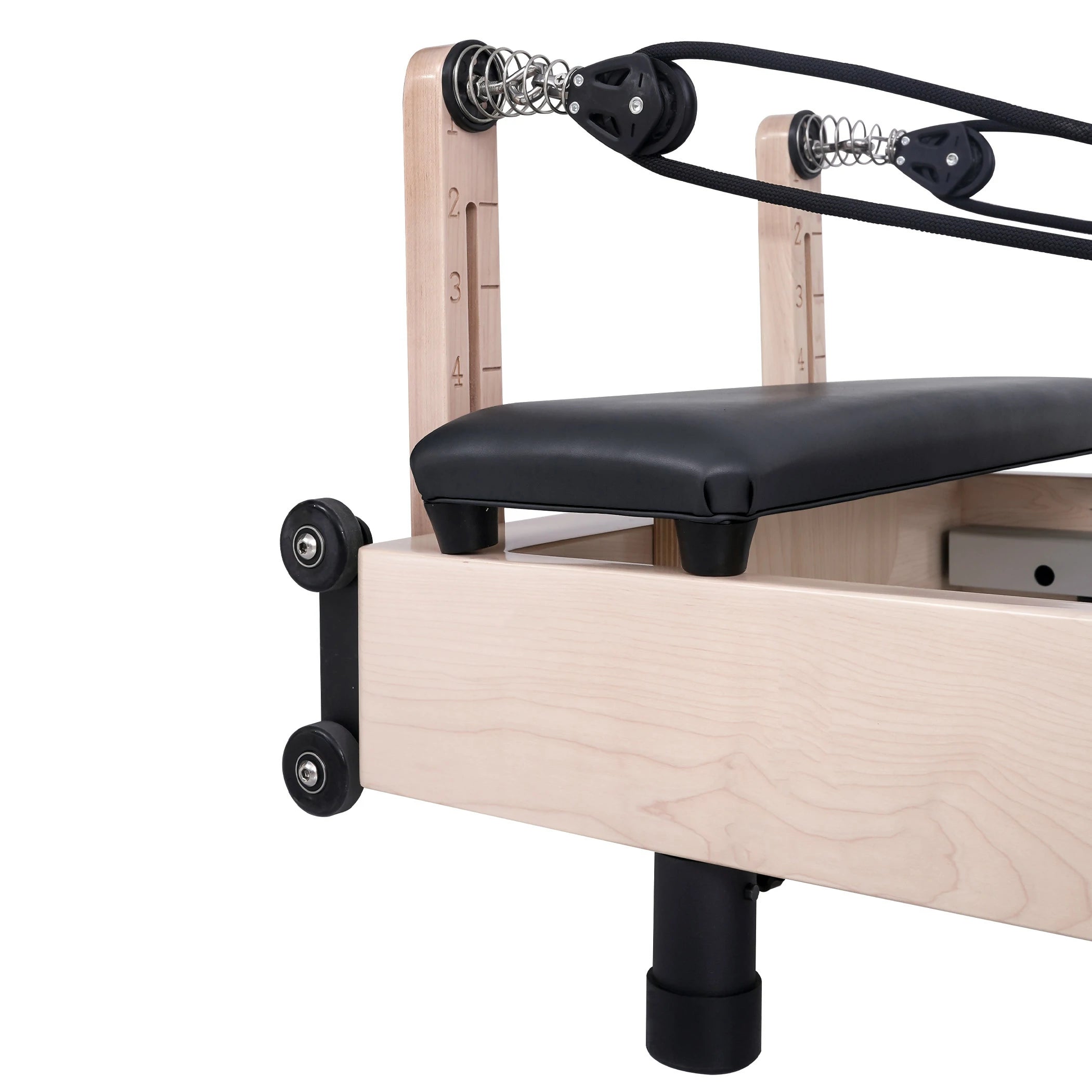 Maple Adjustable-Leg Foldable Pilates Reformer Black