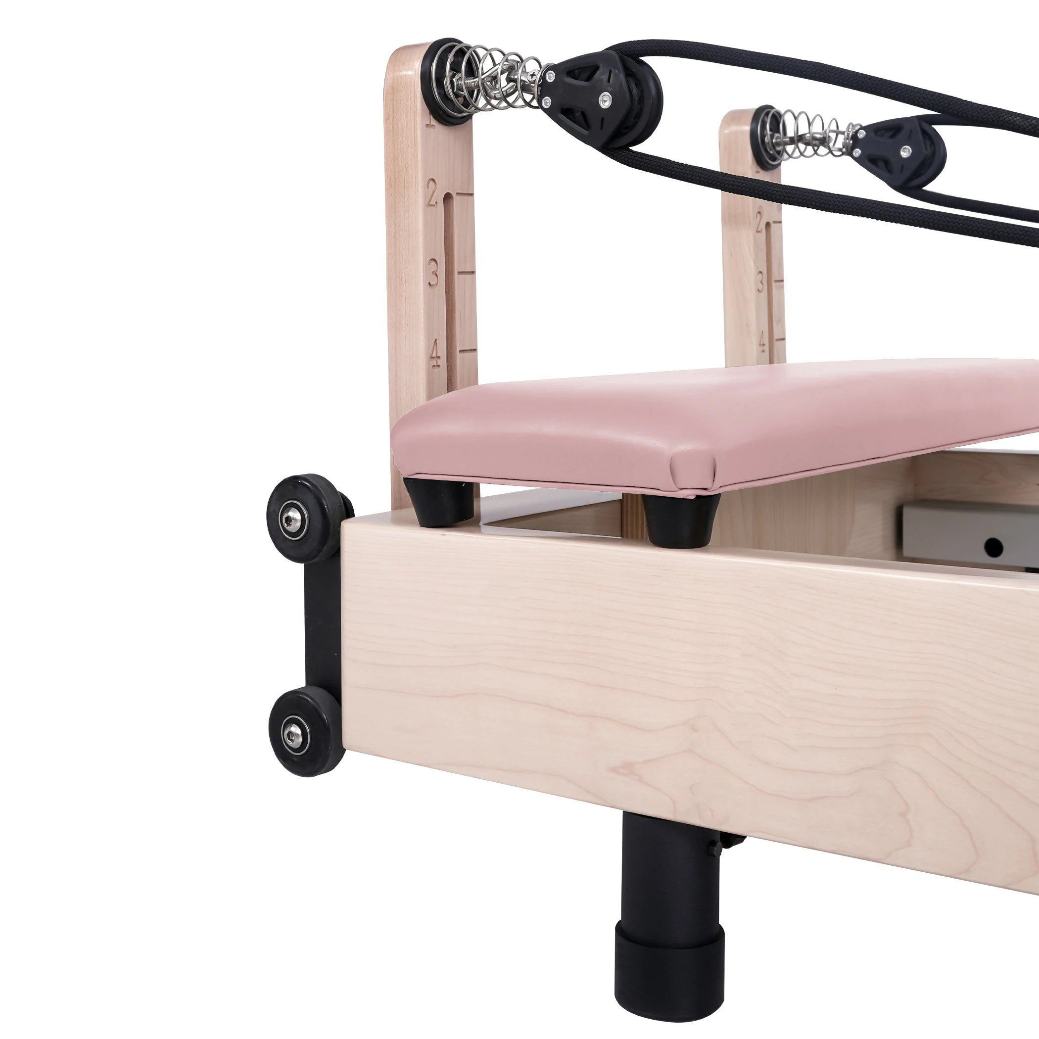 Maple Adjustable-Leg Foldable Pilates Reformer Pink