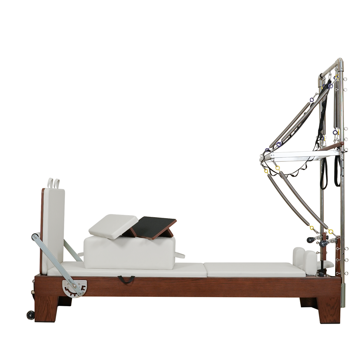 Gymfrog Classic Walnut Pilates Reformer with Tower Beige