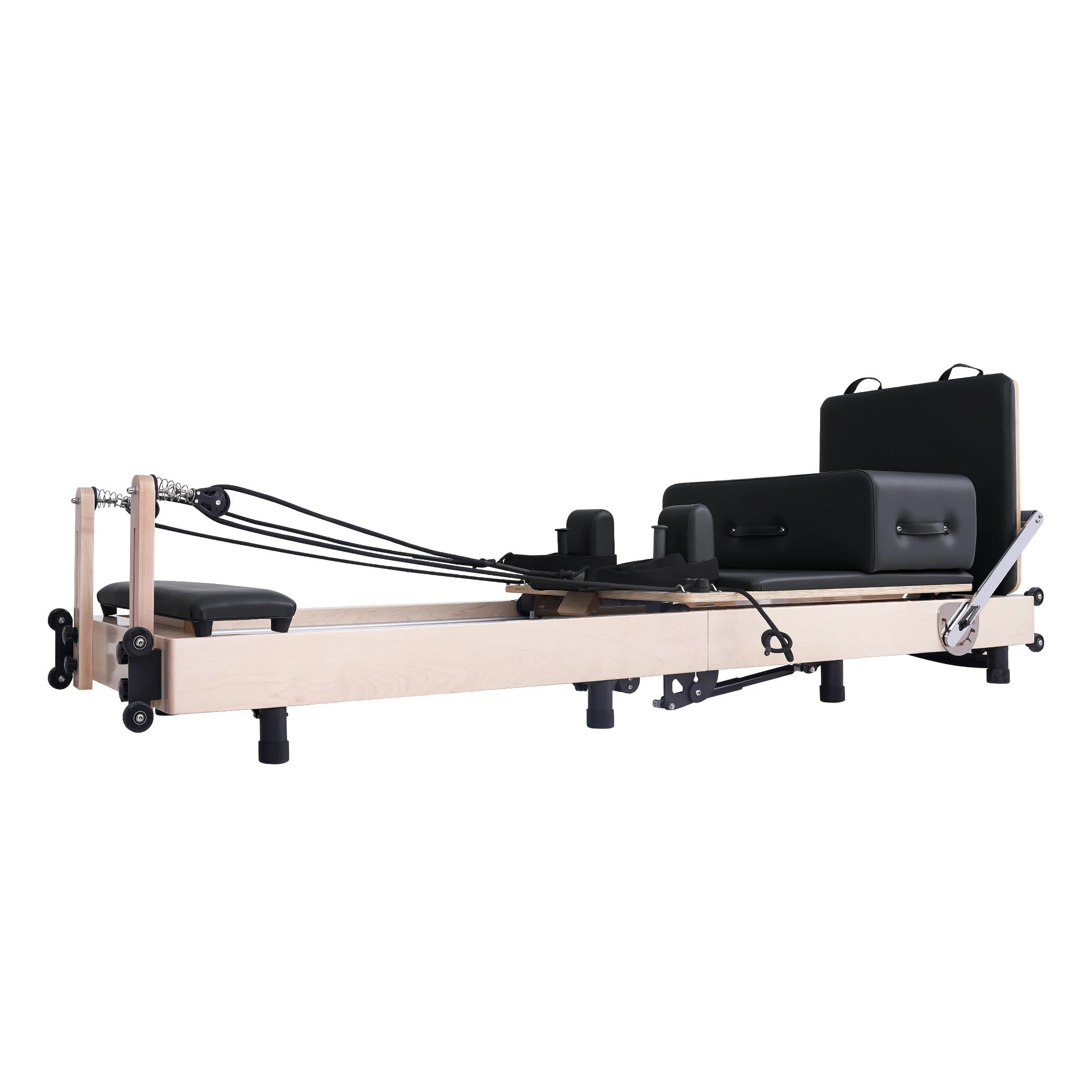 Maple Adjustable-Leg Foldable Pilates Reformer Black