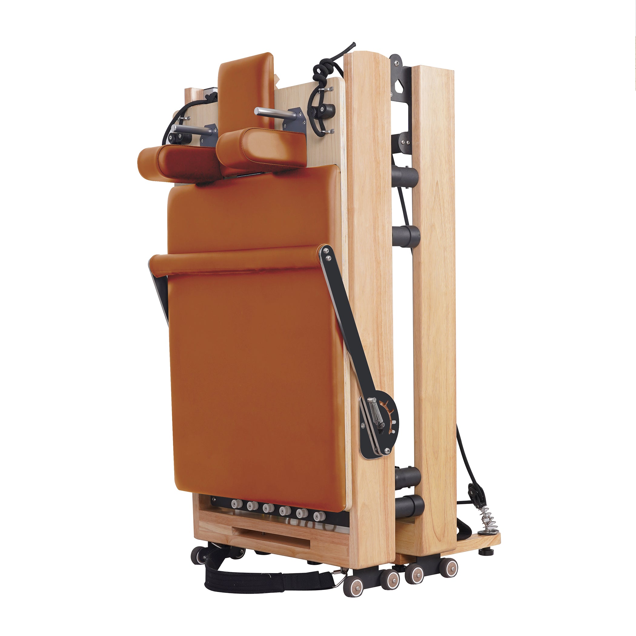 Oak Adjustable-Leg Foldable Pilates Reformer Orange