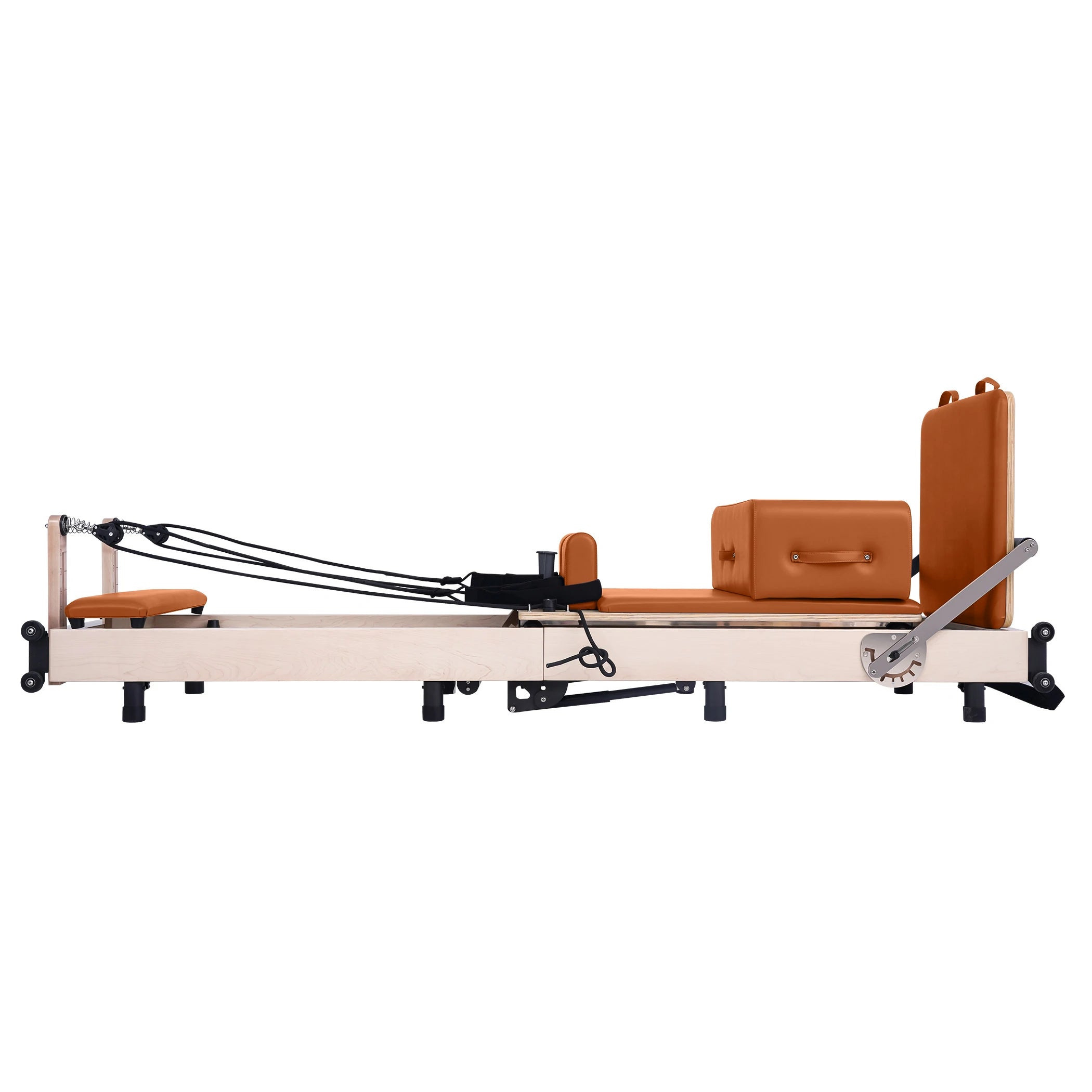 Maple Adjustable-Leg Foldable Pilates Reformer Orange