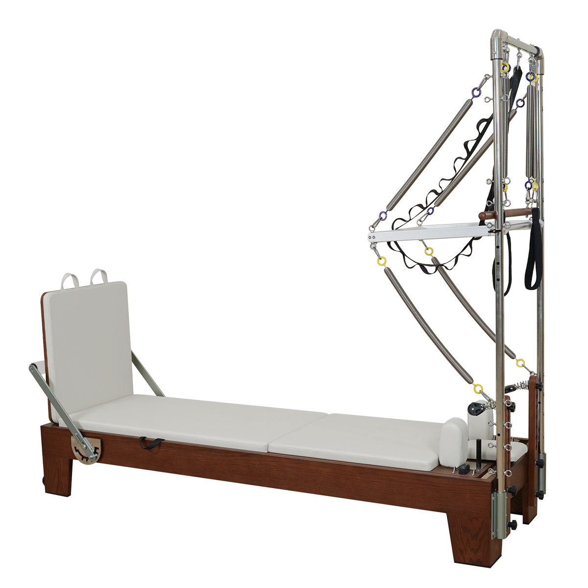 Gymfrog Classic Walnut Pilates Reformer with Tower Beige