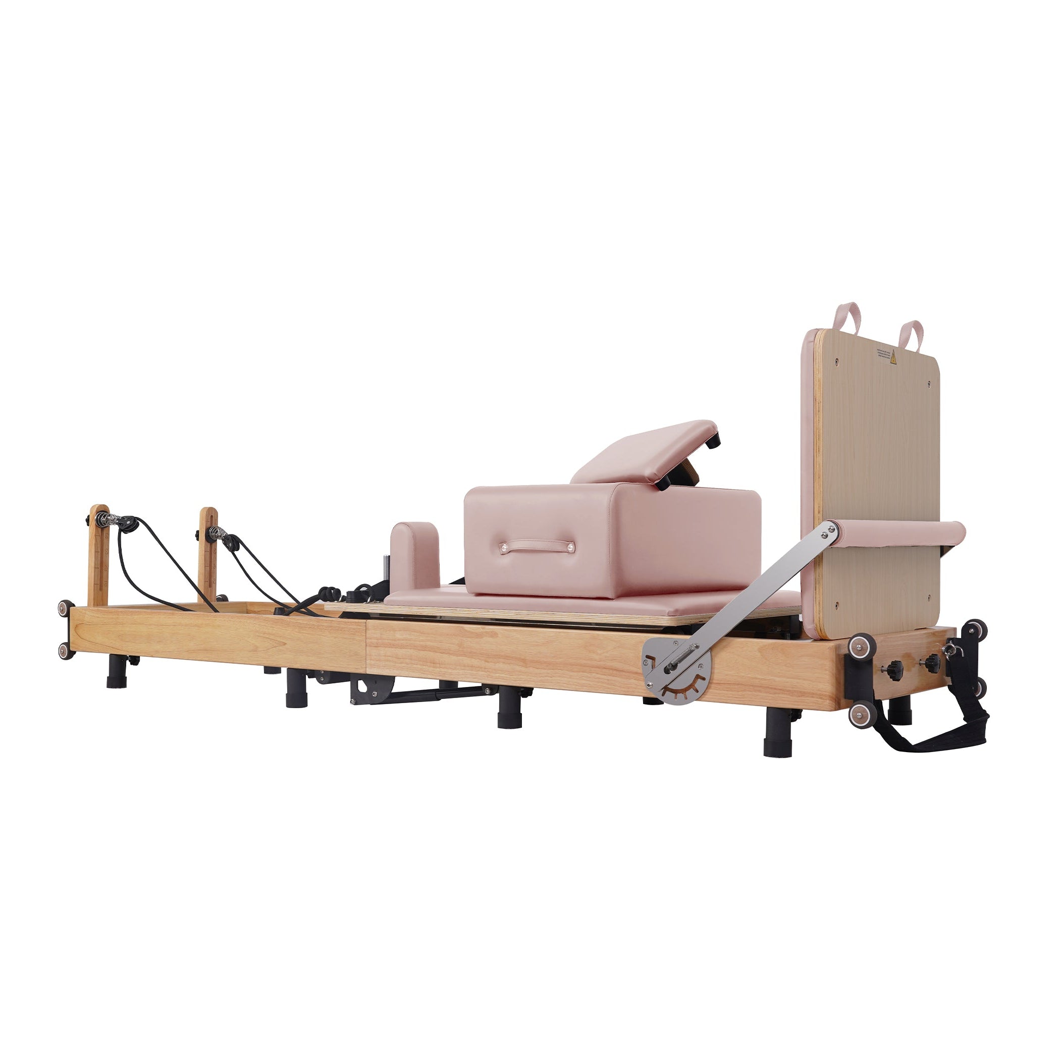 Oak Adjustable-Leg Foldable Pilates Reformer Pink