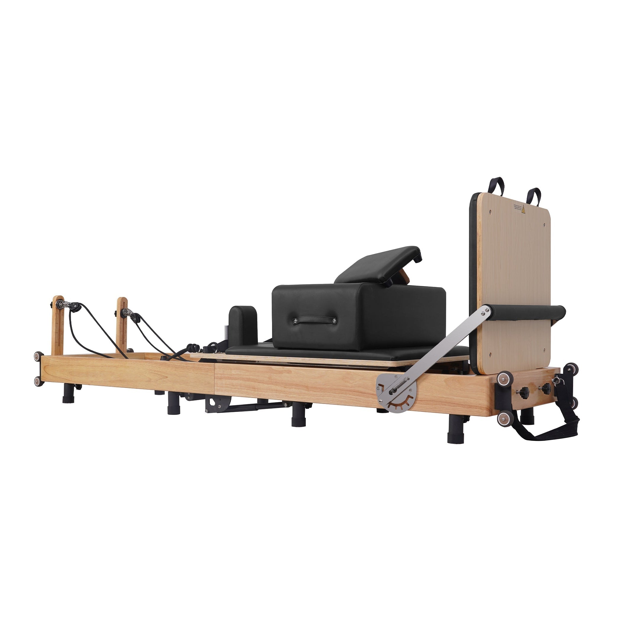 Oak Adjustable-Leg Foldable Pilates Reformer Black