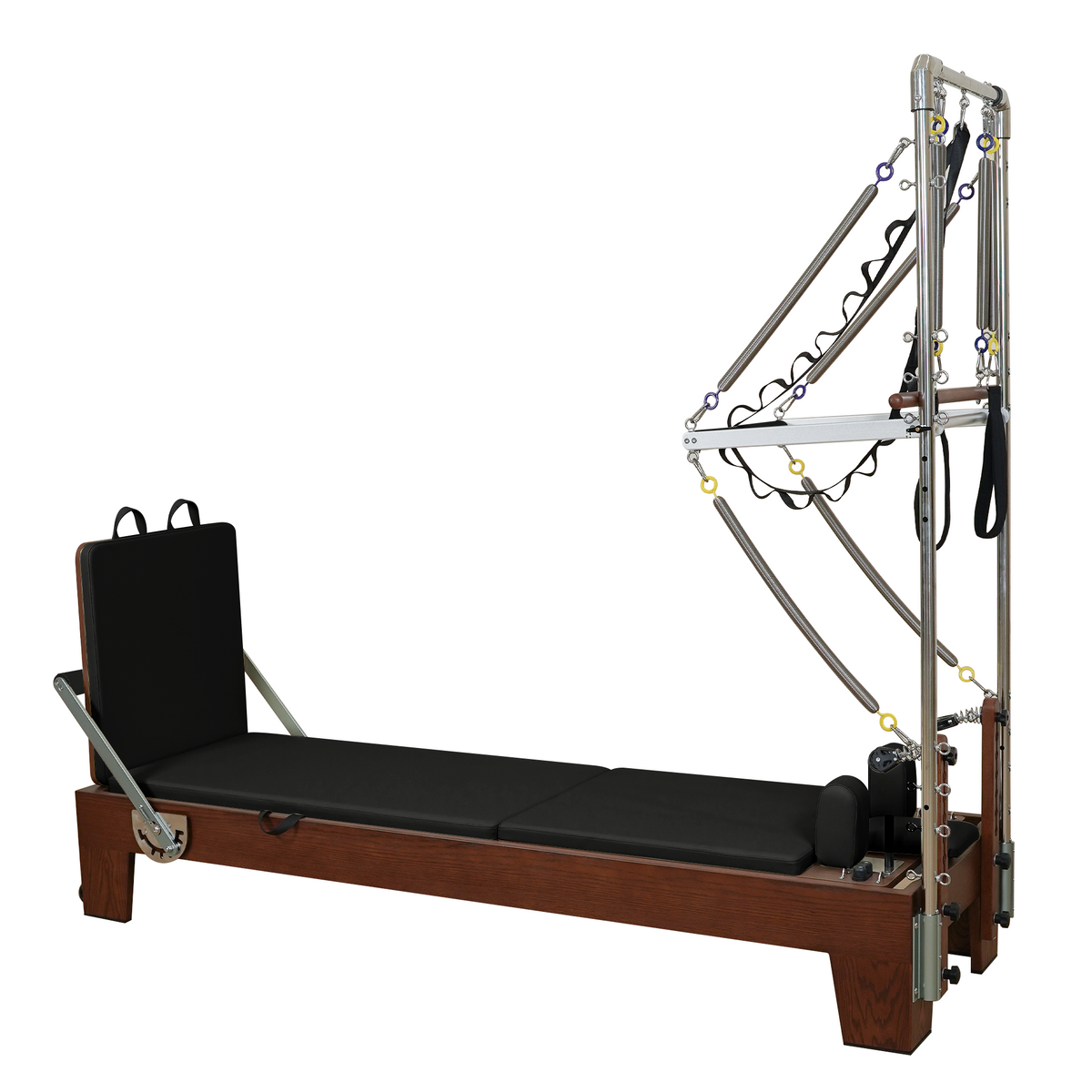 Gymfrog Classic Walnut Pilates Reformer with Tower Black