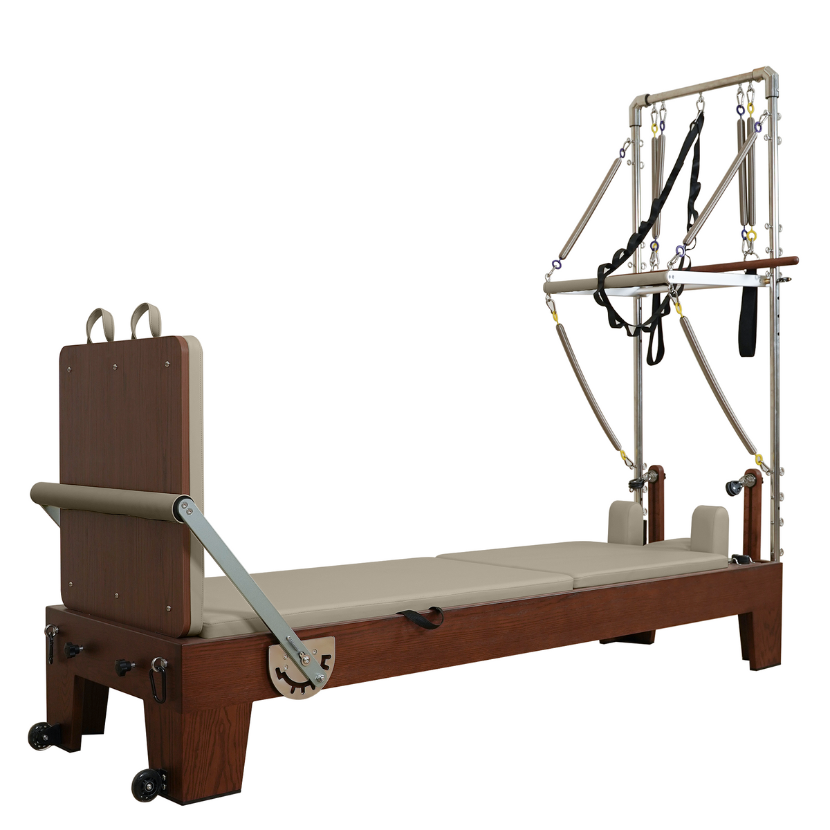 Gymfrog Classic Walnut Pilates Reformer with Tower Latte