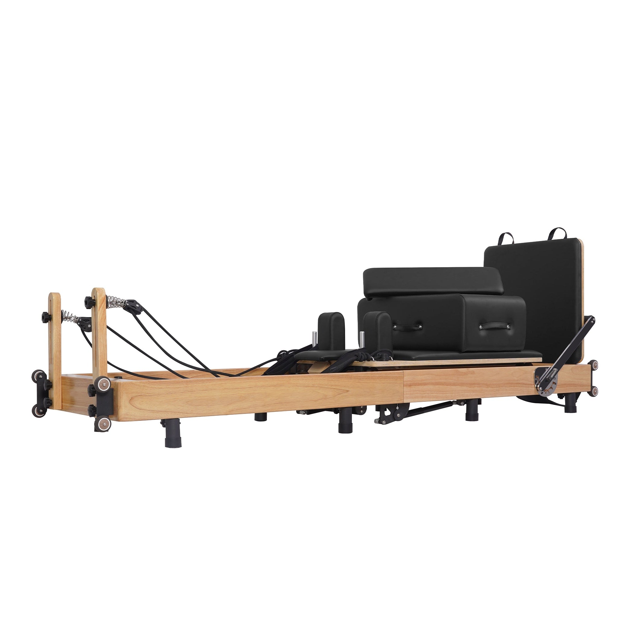 Oak Adjustable-Leg Foldable Pilates Reformer Black
