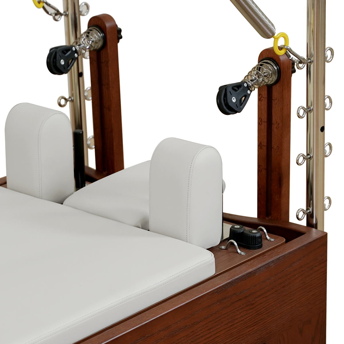 Gymfrog Classic Walnut Pilates Reformer with Tower Beige
