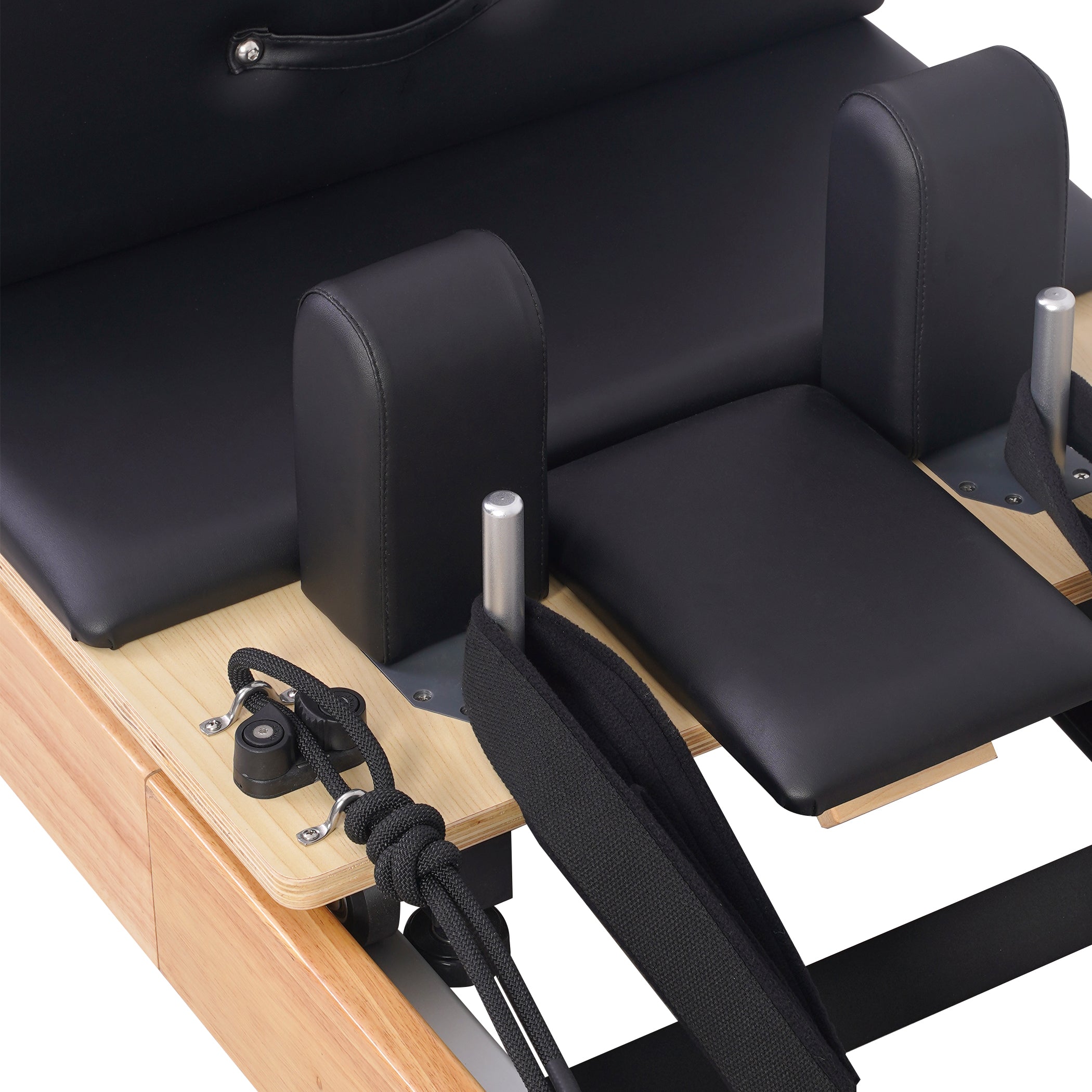 Oak Adjustable-Leg Foldable Pilates Reformer Black