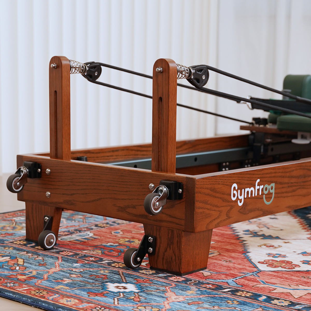 Gymfrog Premium Folding Walnut Pilates Reformer Green