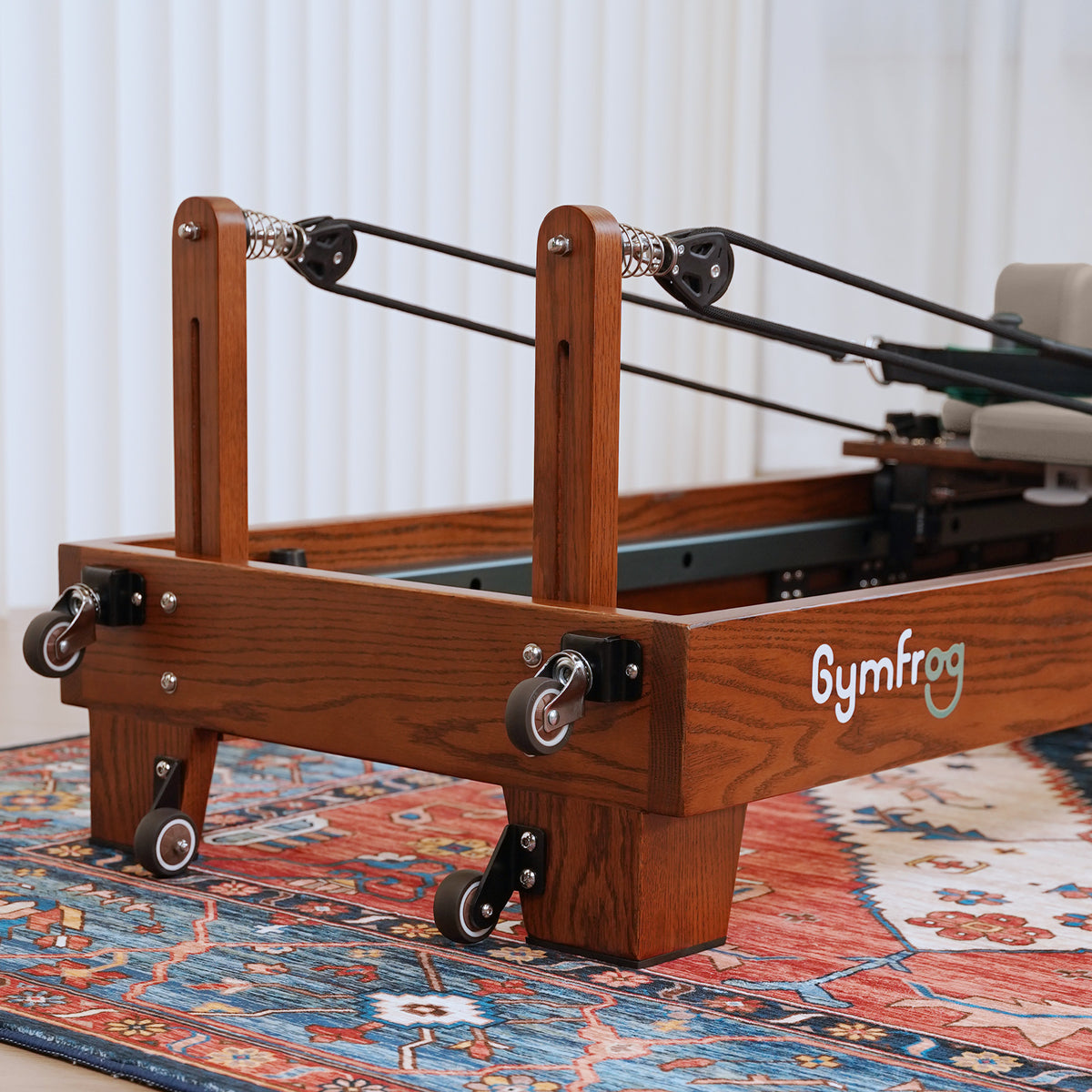 Gymfrog Premium Folding Walnut Pilates Reformer Latte