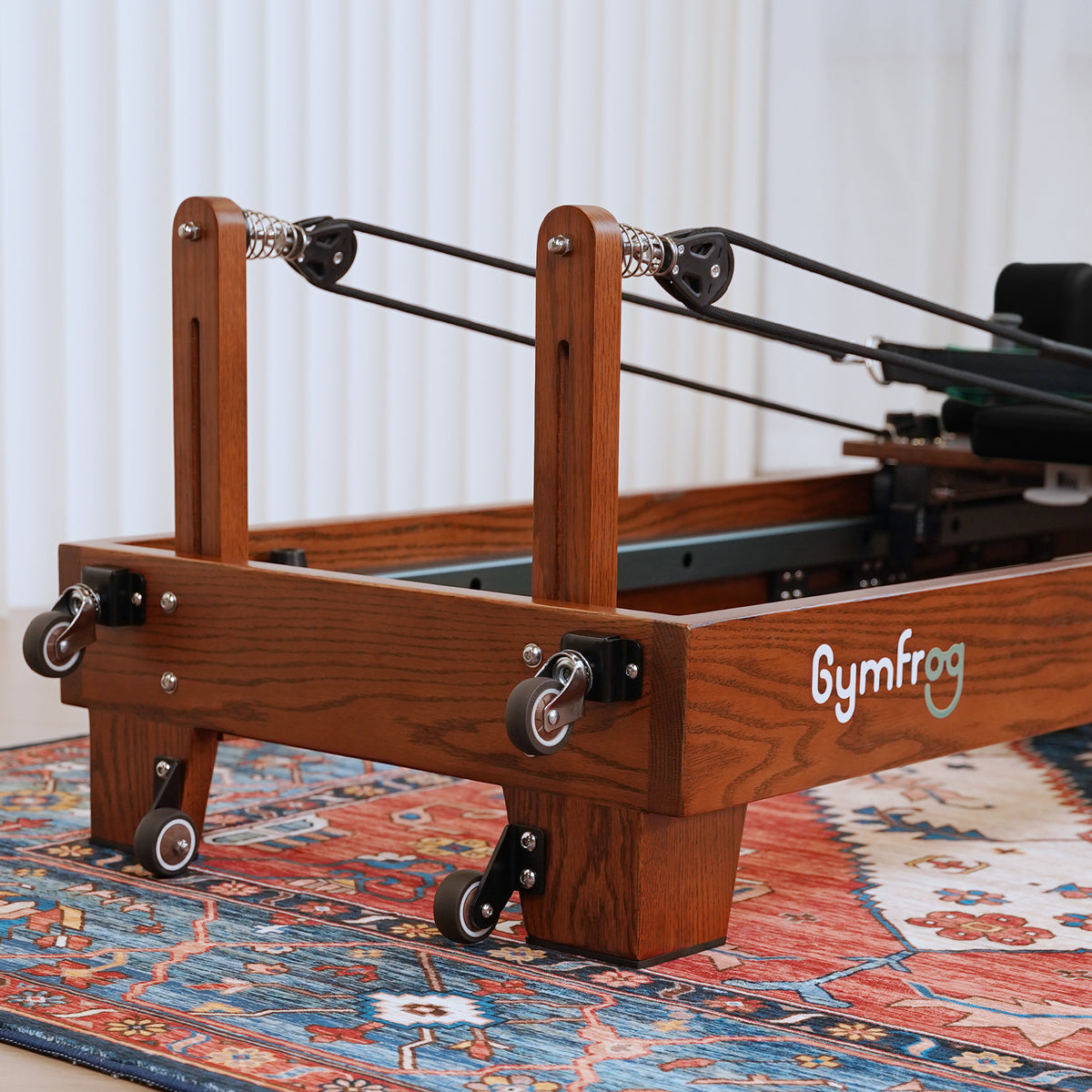 Gymfrog Premium Folding Walnut Pilates Reformer Black