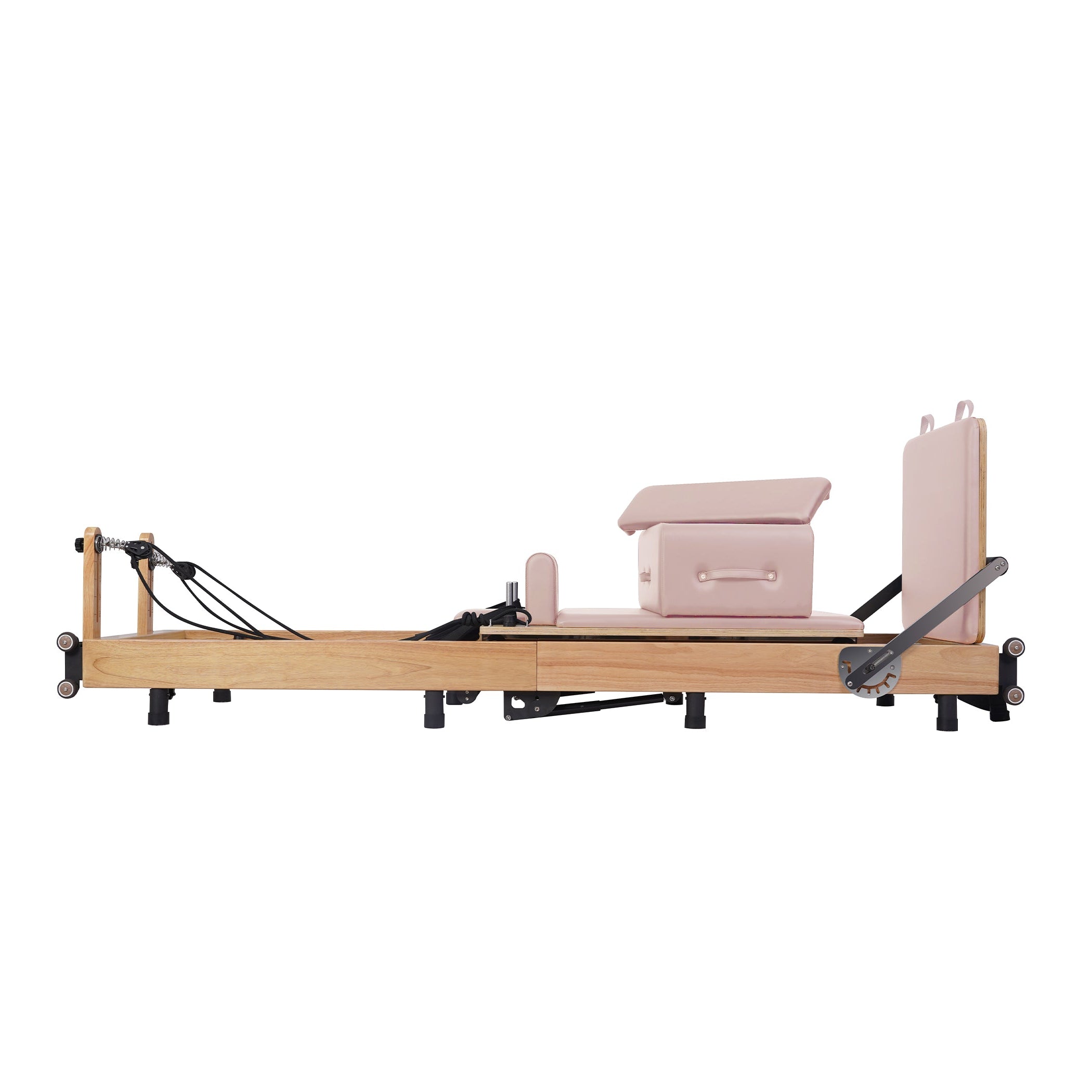 Oak Adjustable-Leg Foldable Pilates Reformer Pink