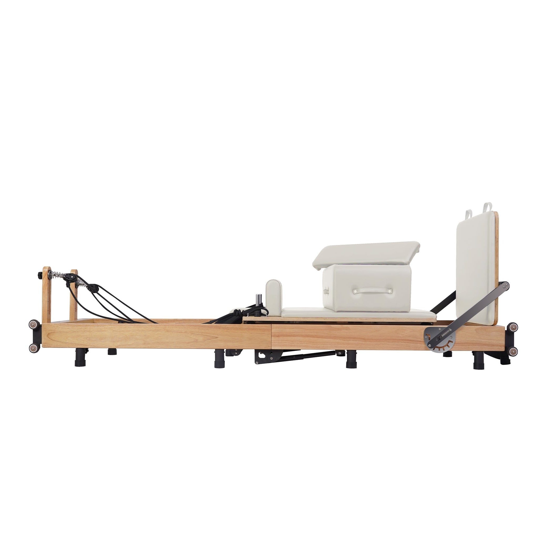 Oak Adjustable-Leg Foldable Pilates Reformer White