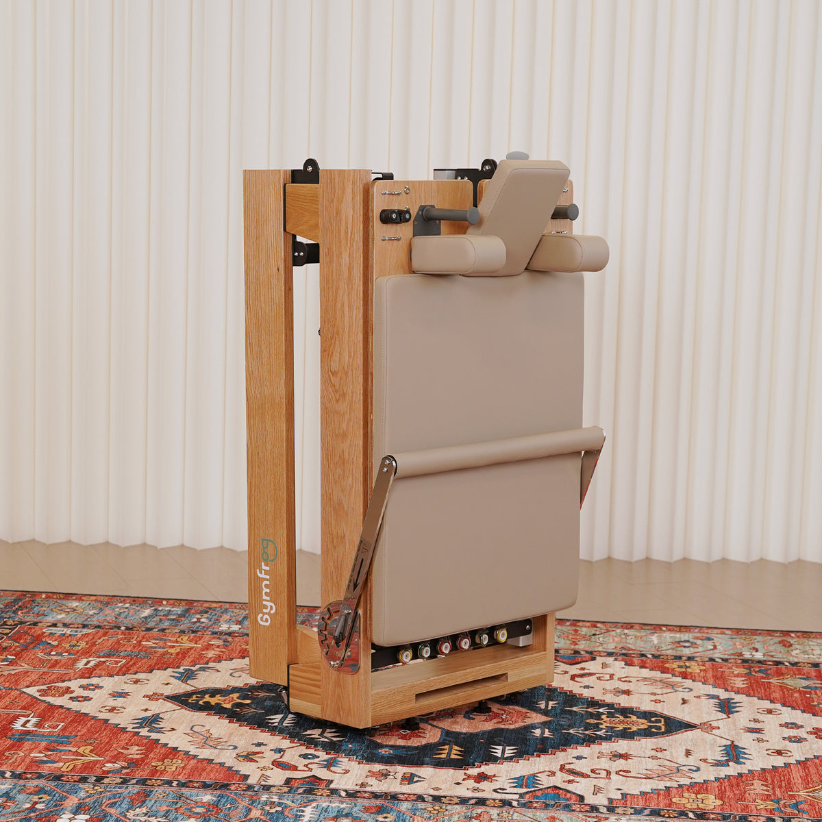 Gymfrog Premium Folding Wood Pilates Reformer Latte
