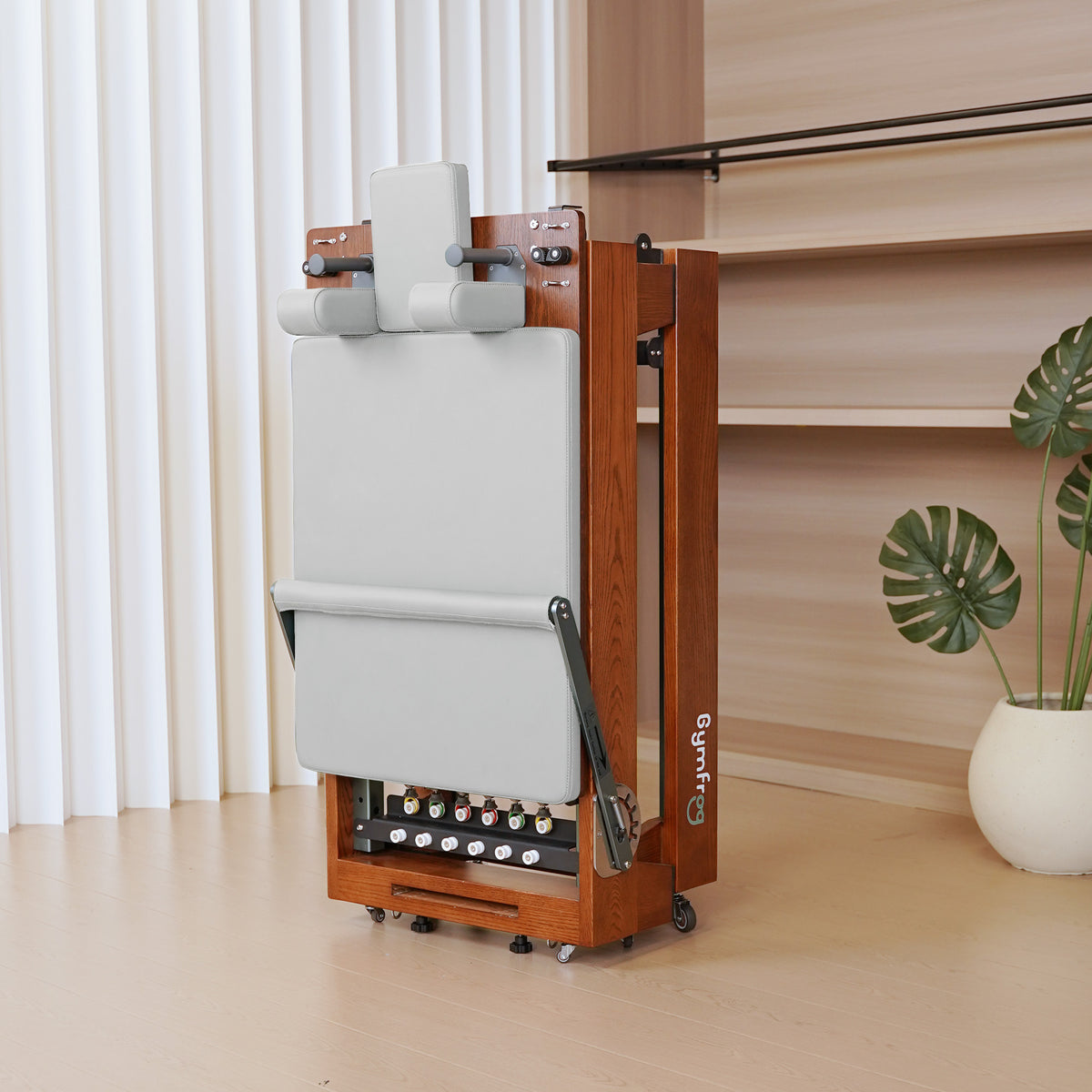 Gymfrog Premium Folding Walnut Pilates Reformer Beige
