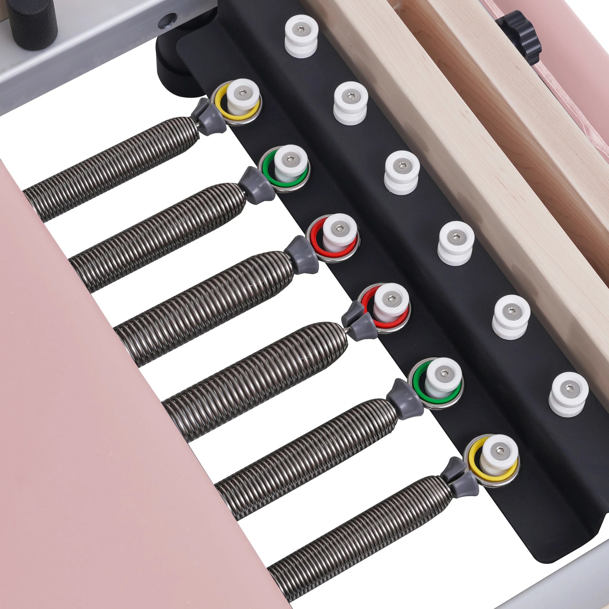 Maple Adjustable-Leg Foldable Pilates Reformer Pink