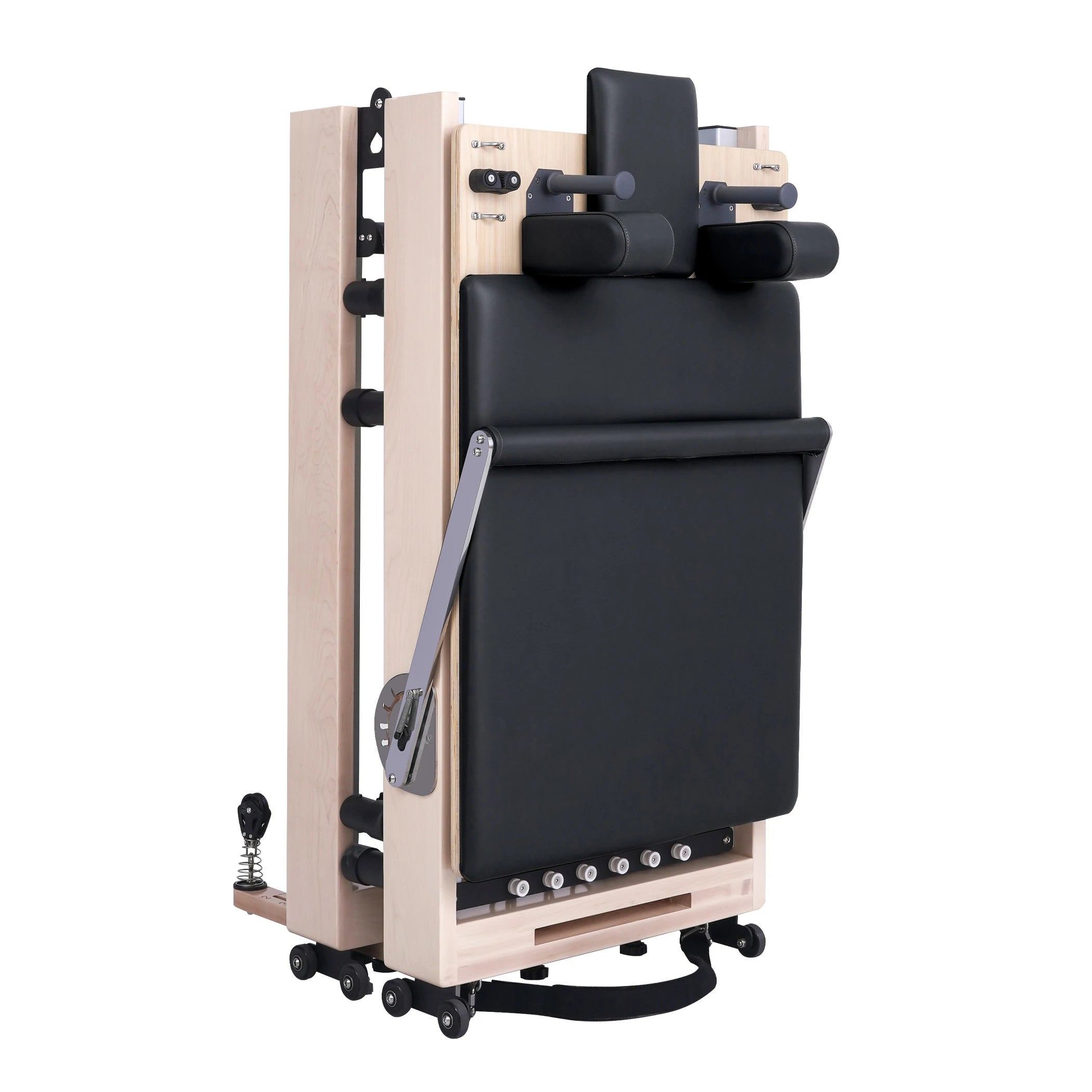 Maple Adjustable-Leg Foldable Pilates Reformer Black