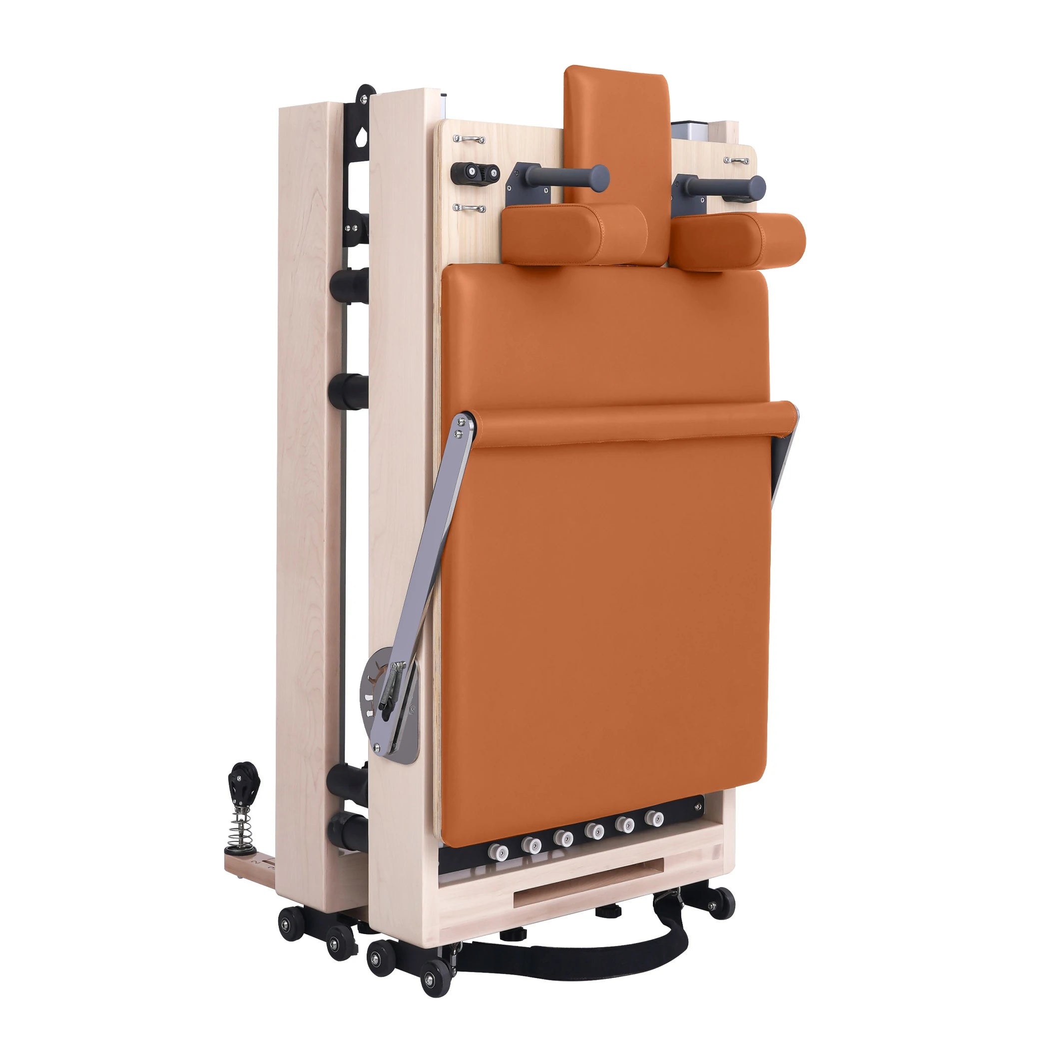 Maple Adjustable-Leg Foldable Pilates Reformer Orange