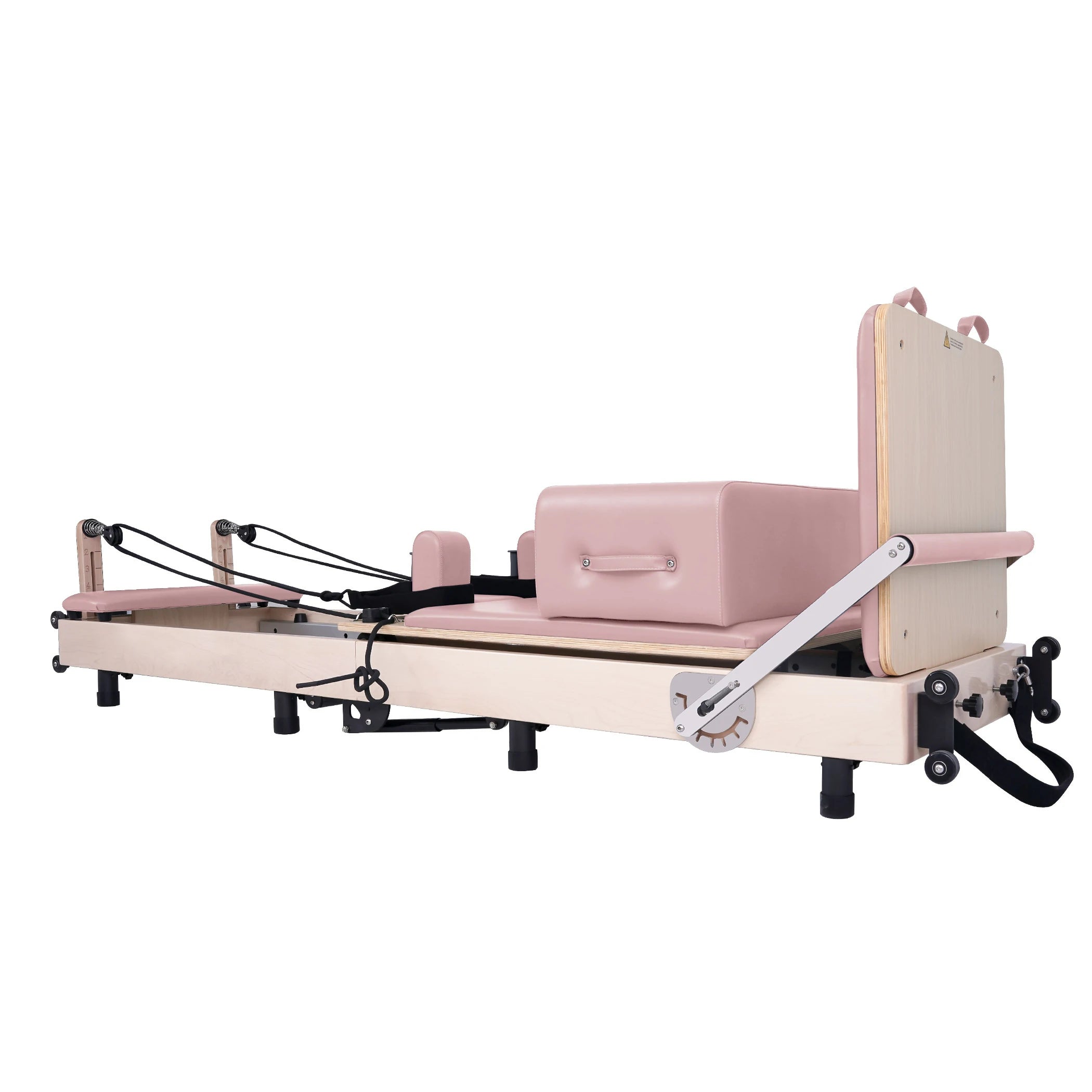 Maple Adjustable-Leg Foldable Pilates Reformer Pink
