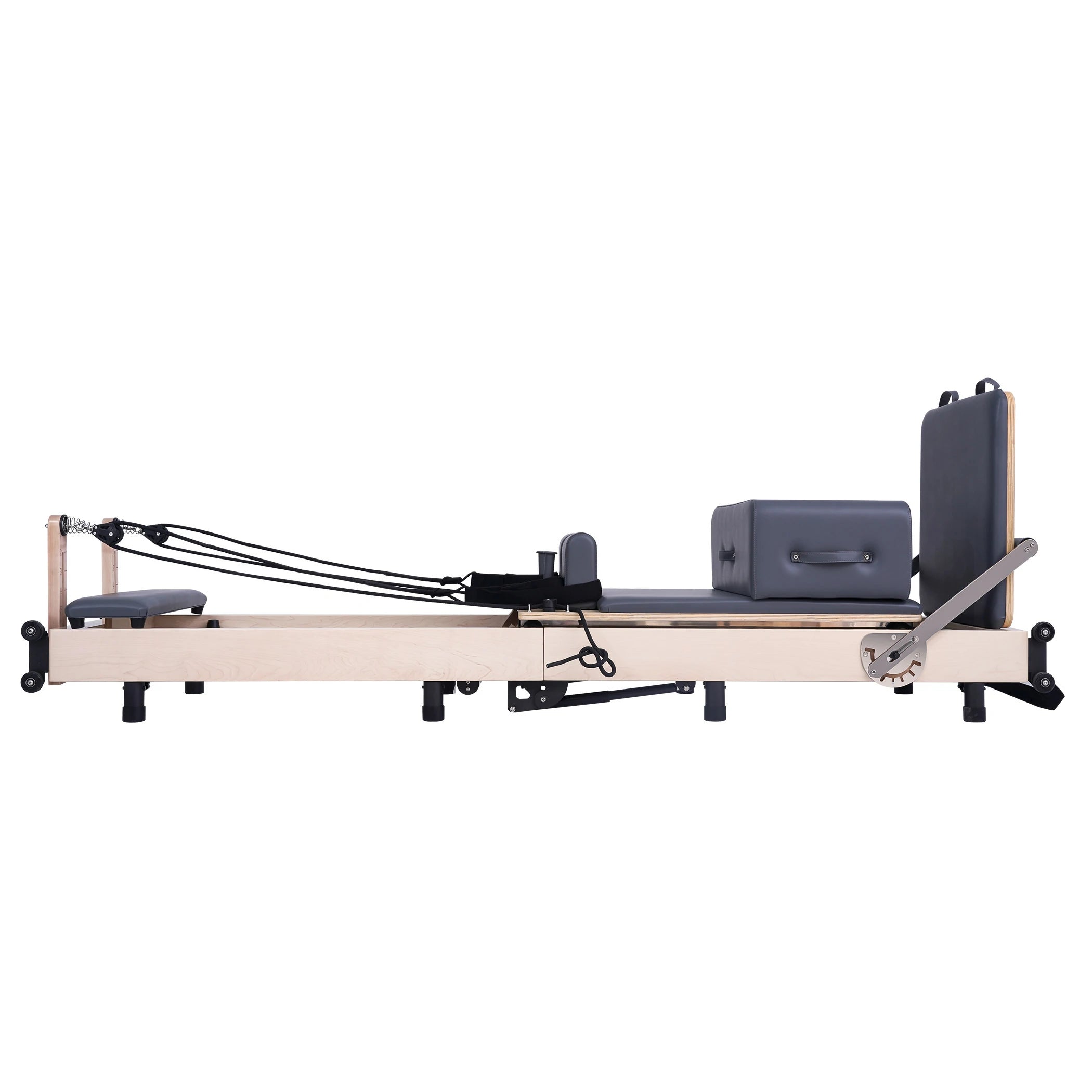 Maple Adjustable-Leg Foldable Pilates Reformer Gray