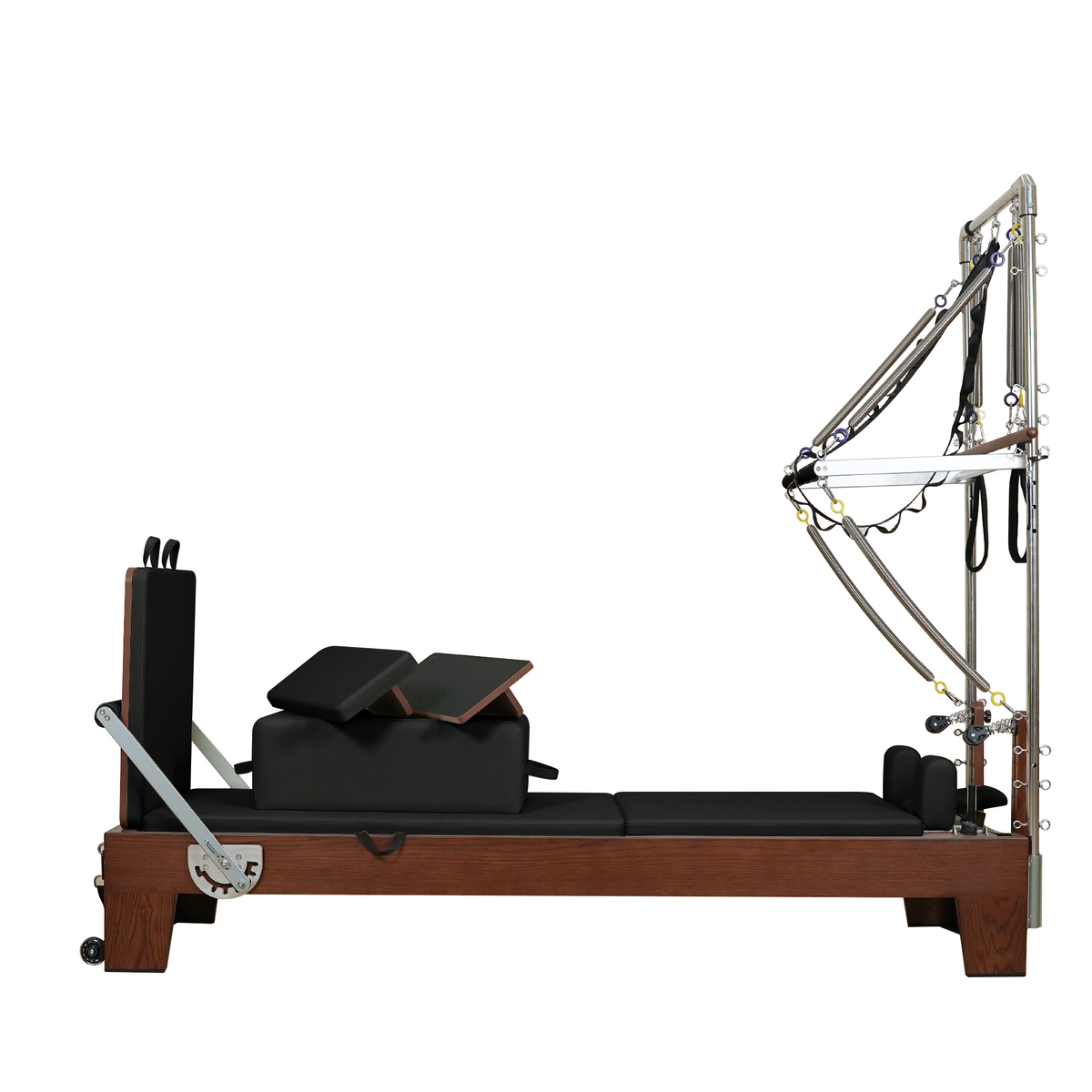 Gymfrog Classic Walnut Pilates Reformer with Tower Black