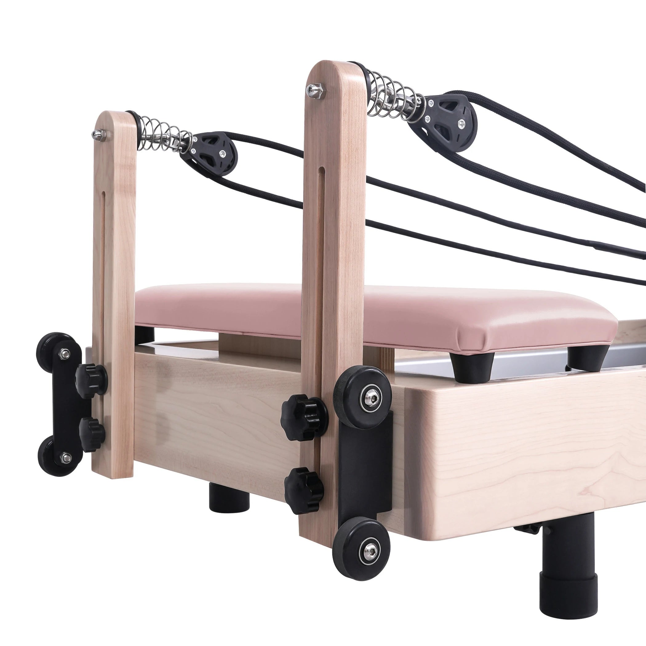 Maple Adjustable-Leg Foldable Pilates Reformer Pink