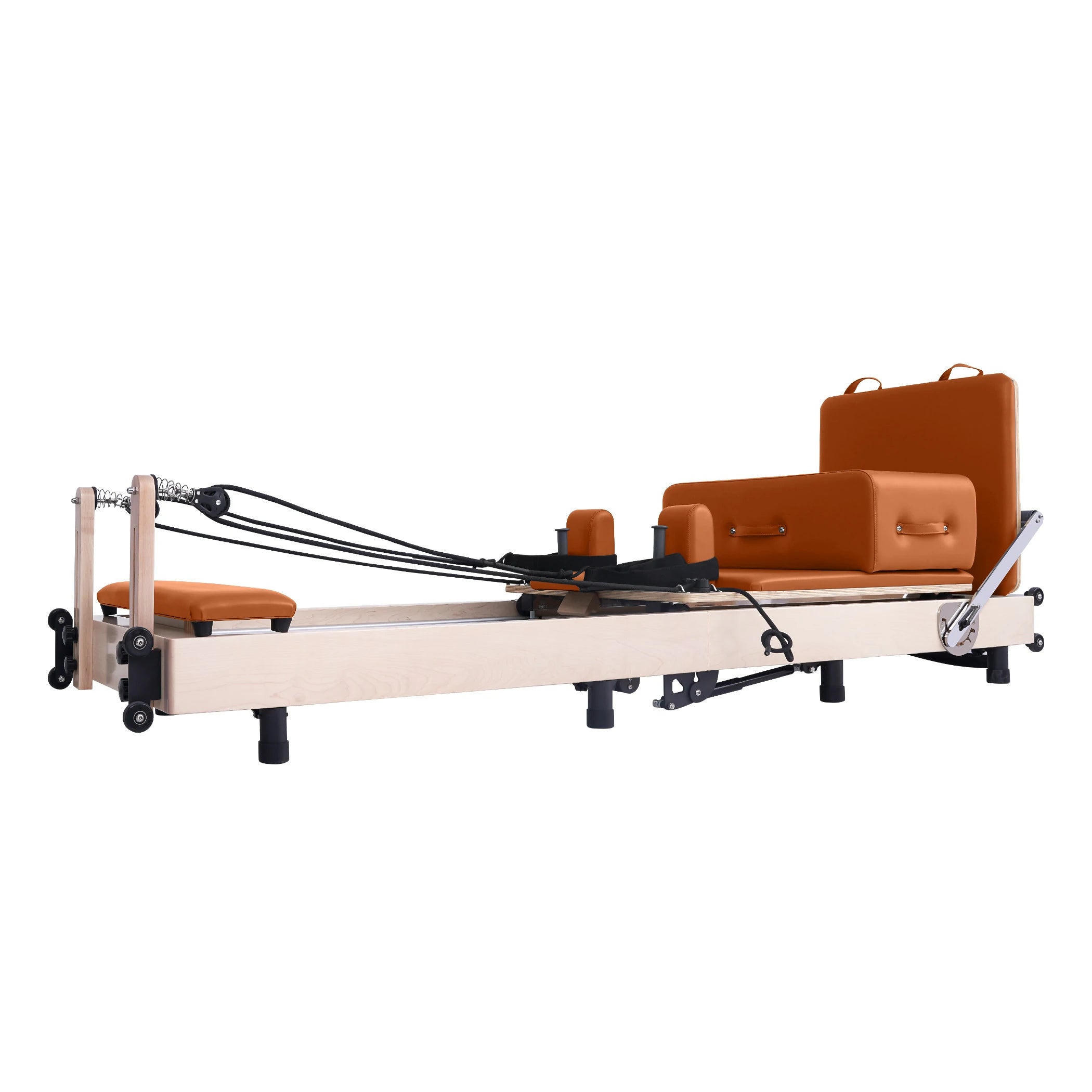 Maple Adjustable-Leg Foldable Pilates Reformer Orange