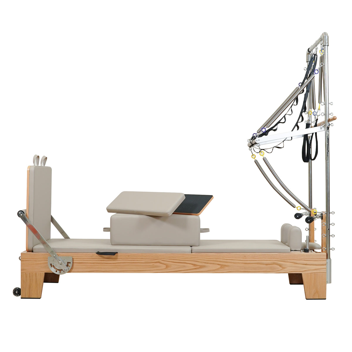 Gymfrog Premium Red Oak Pilates Reformer with Tower Latte