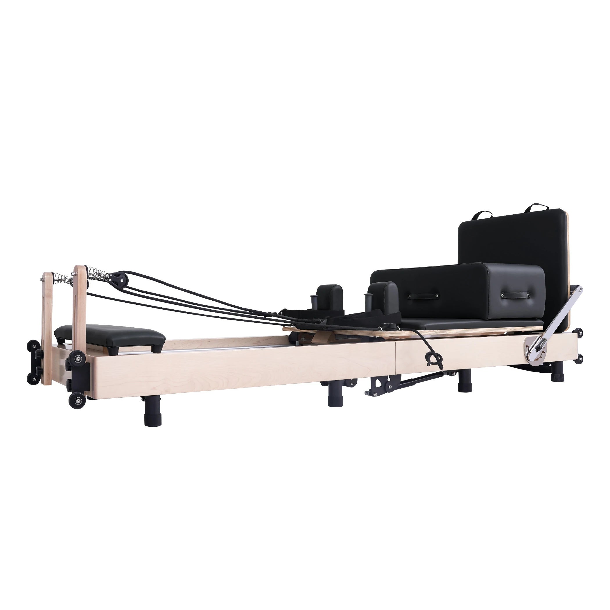 Maple Adjustable-Leg Foldable Pilates Reformer Black