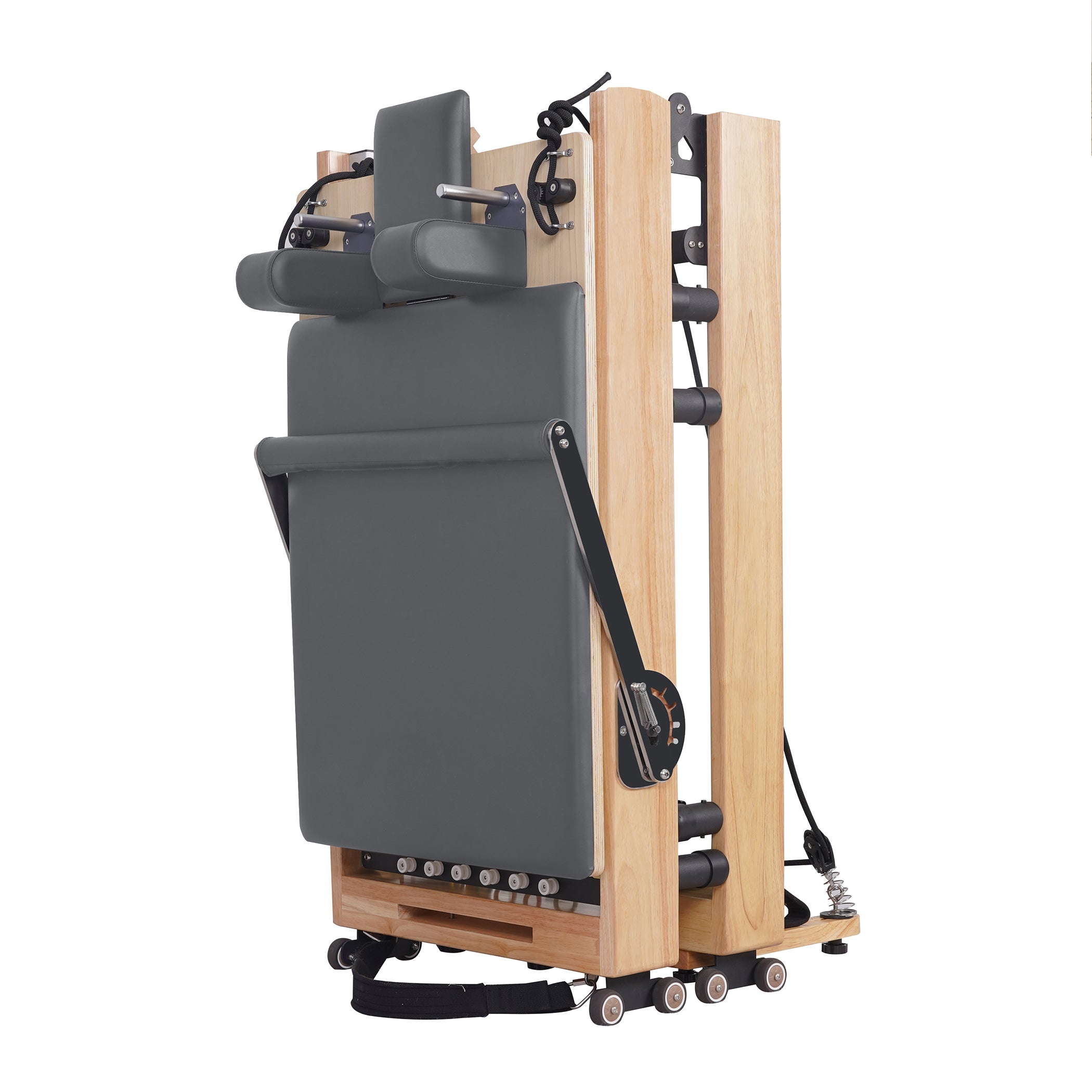 Oak Adjustable-Leg Foldable Pilates Reformer Gray
