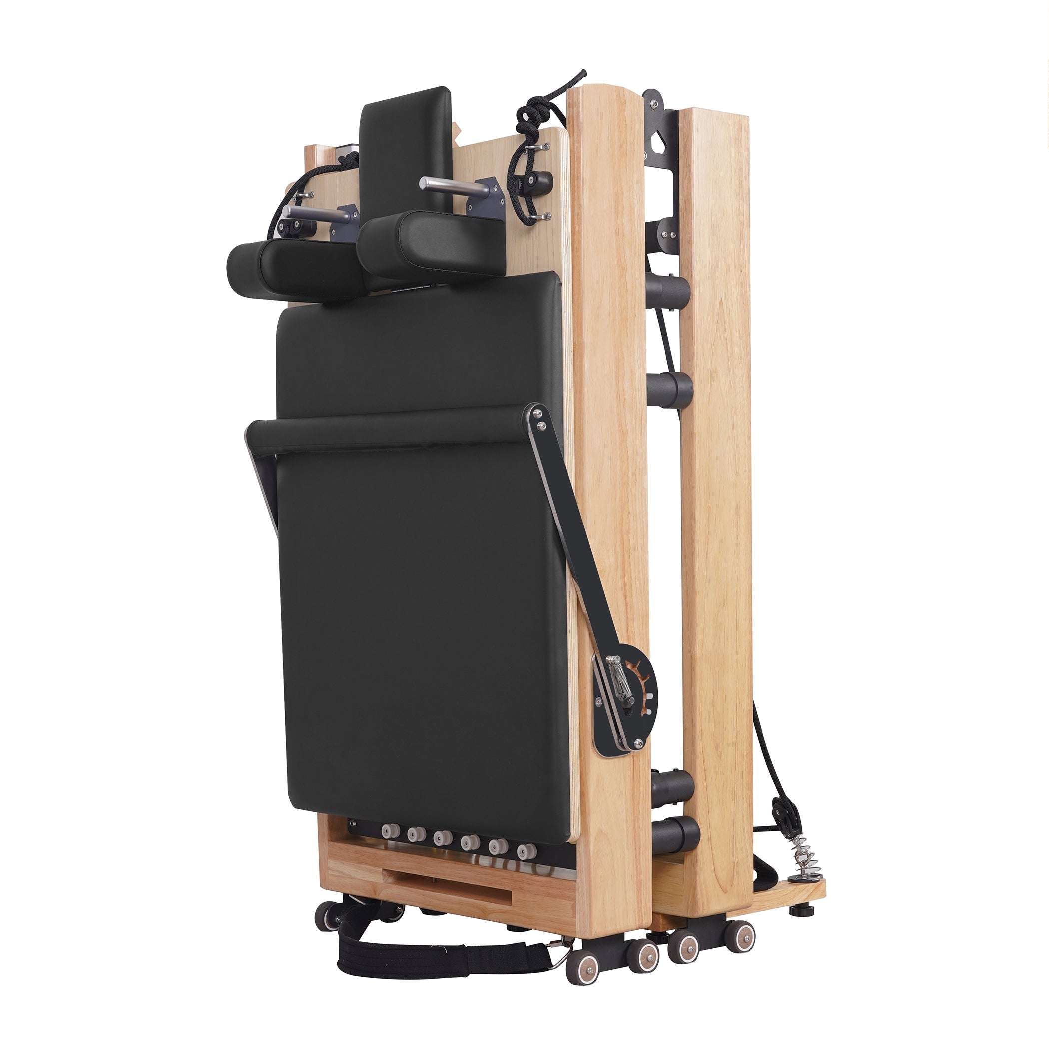 Oak Adjustable-Leg Foldable Pilates Reformer Black