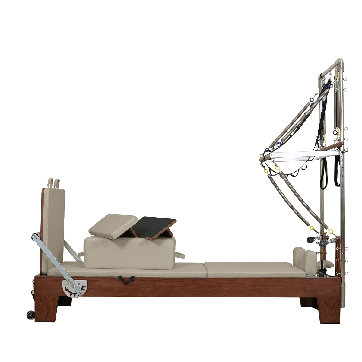 Gymfrog Classic Walnut Pilates Reformer with Tower Latte