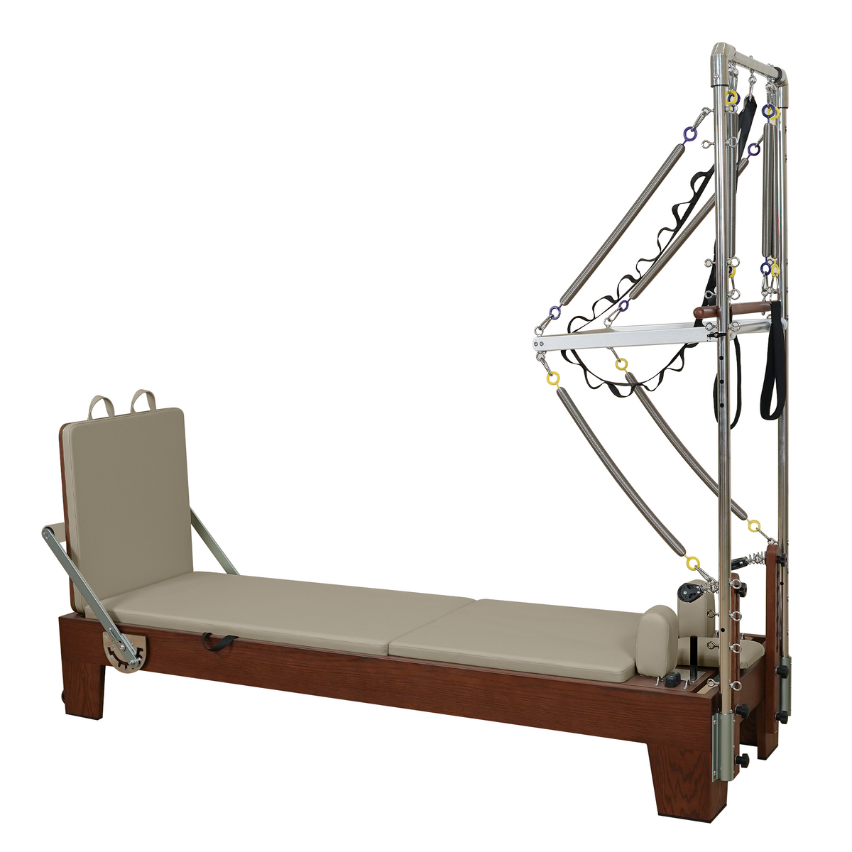 Gymfrog Classic Walnut Pilates Reformer with Tower Latte