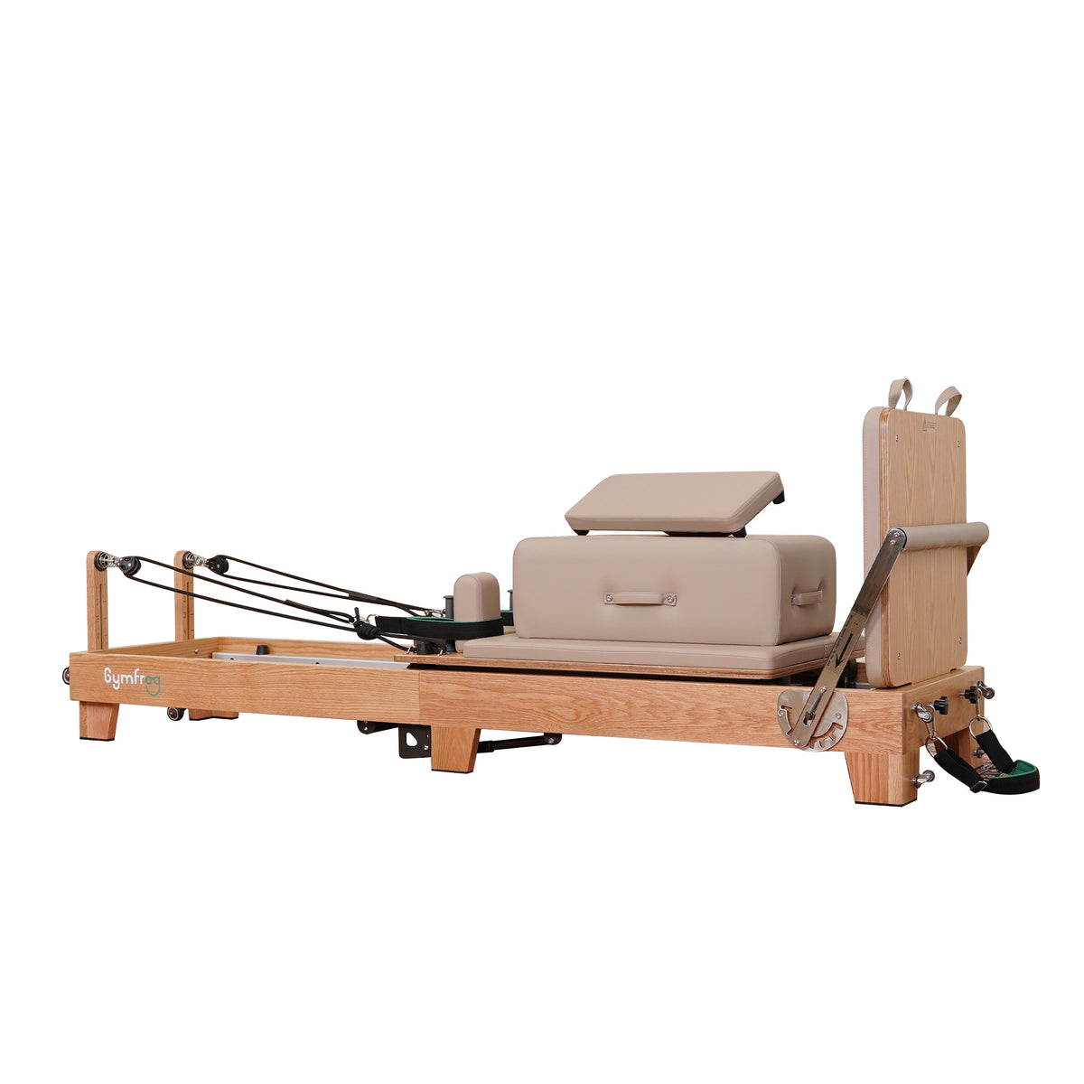 Gymfrog Premium Folding Wood Pilates Reformer Latte