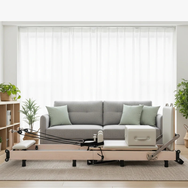 Maple Adjustable-Leg Foldable Pilates Reformer White