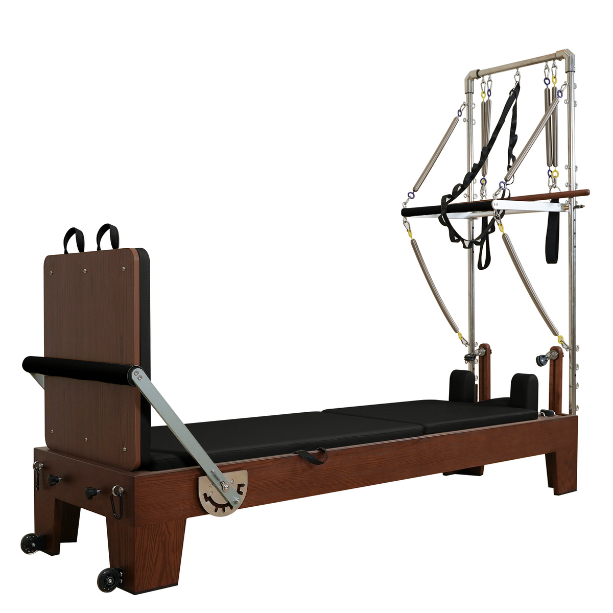 Gymfrog Classic Walnut Pilates Reformer with Tower Black