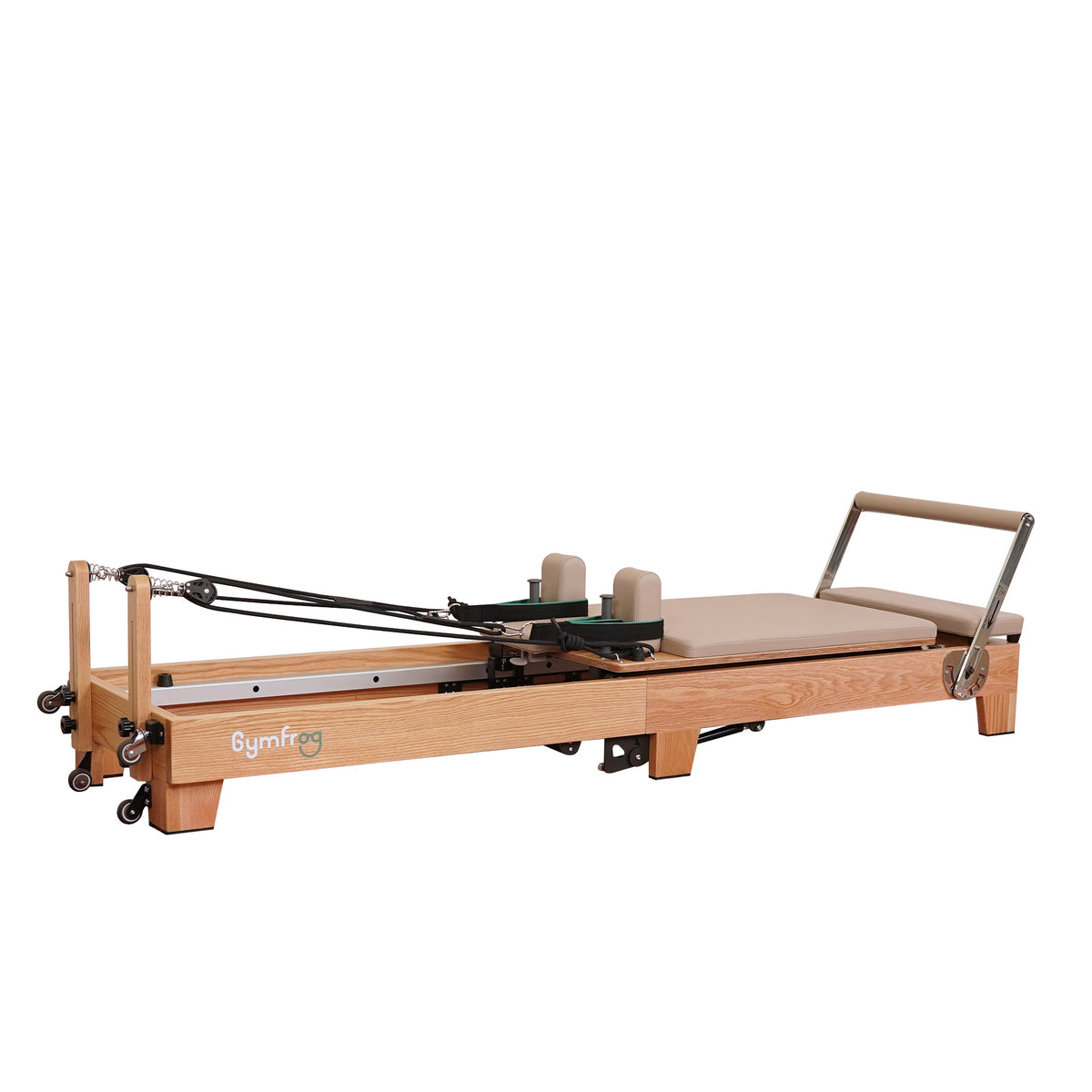 Gymfrog Premium Folding Wood Pilates Reformer Latte