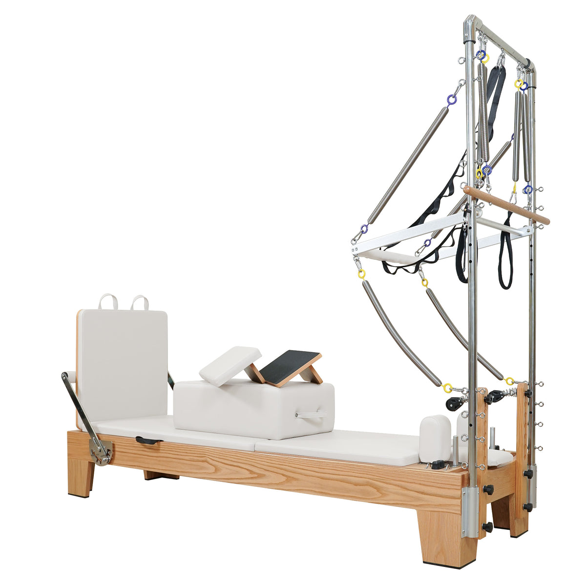 Gymfrog Premium Red Oak Pilates Reformer with Tower Beige