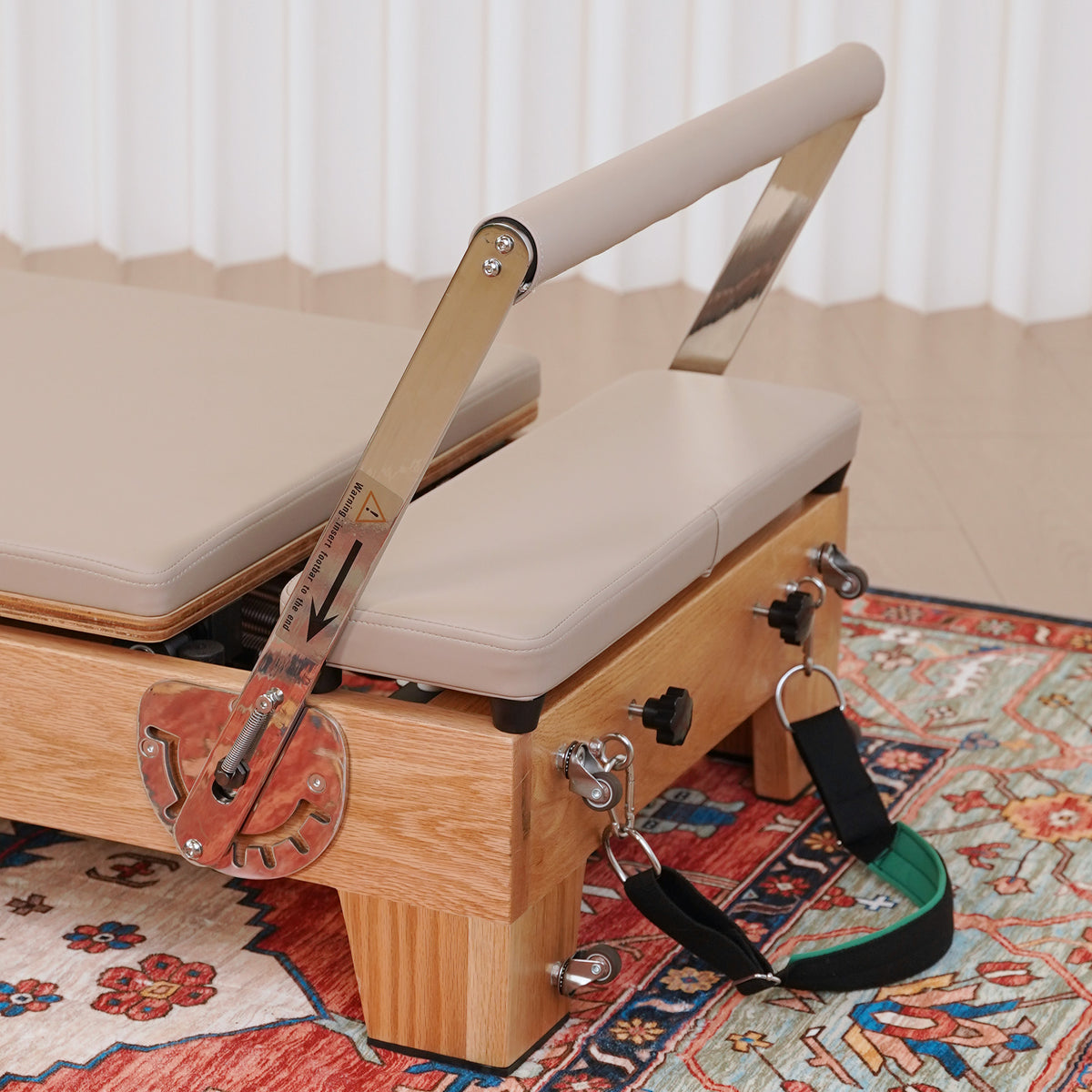 Gymfrog Premium Folding Wood Pilates Reformer Latte