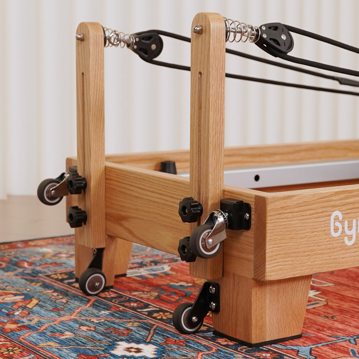 Gymfrog Premium Folding Wood Pilates Reformer Beige